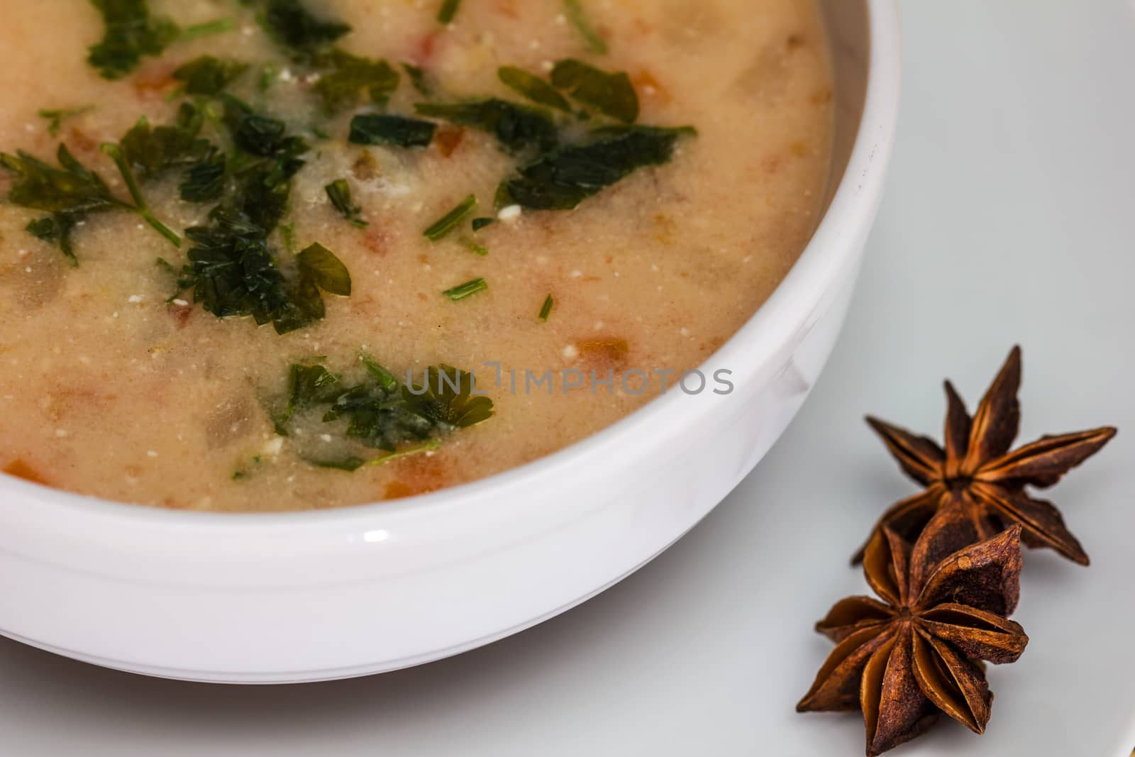 Vegetable soup with meatballs and potato