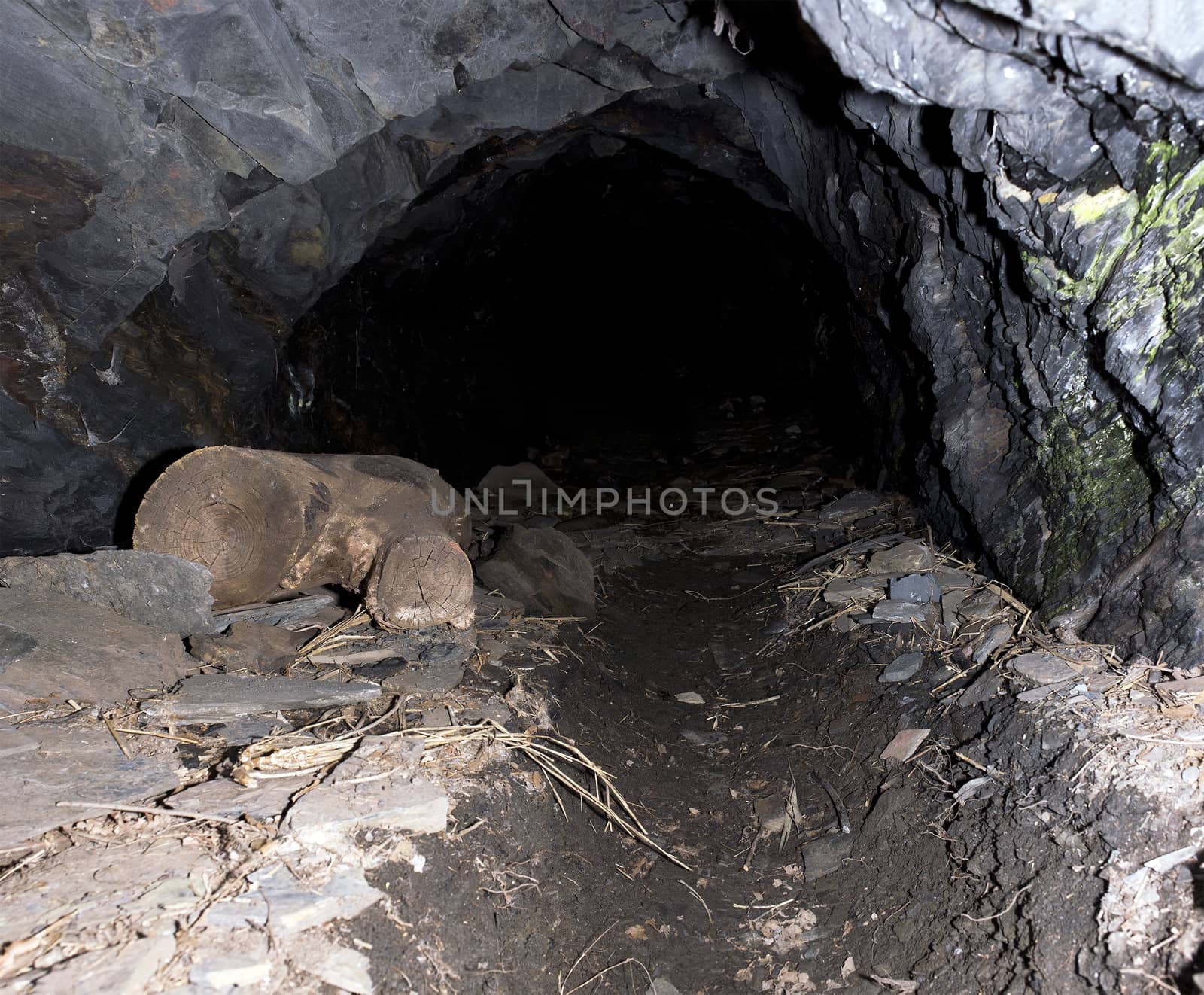 Entrance to the tunnel in the rock of the slate in the city of Krivoy Rog in Ukraine