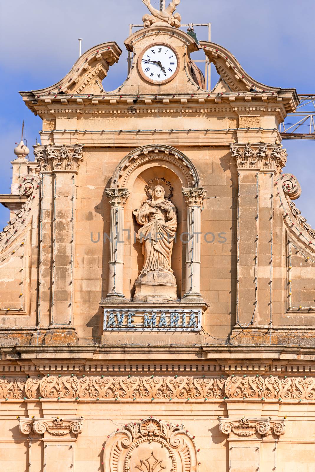 Facade of church on Gozo Island, Malta