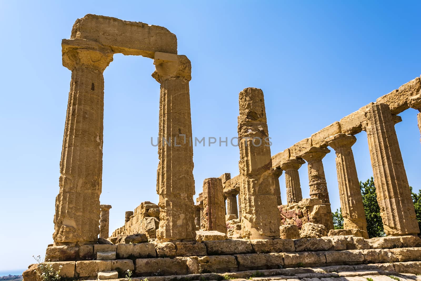 Ancient greek Temple of Juno Hera God, Agrigento, valley of temples, Sicily, Italy