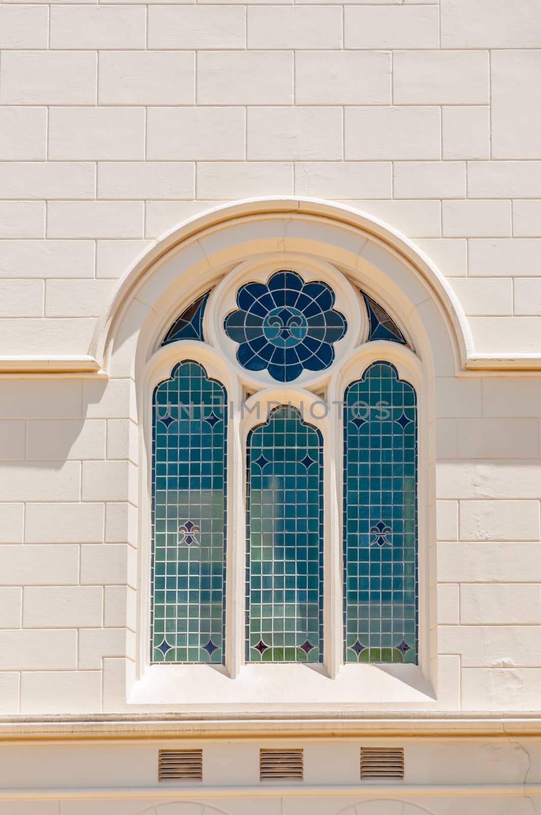 Stained glass window in the Dutch Reformed Church, Noorder-Paarl, also known as the Tower Church.