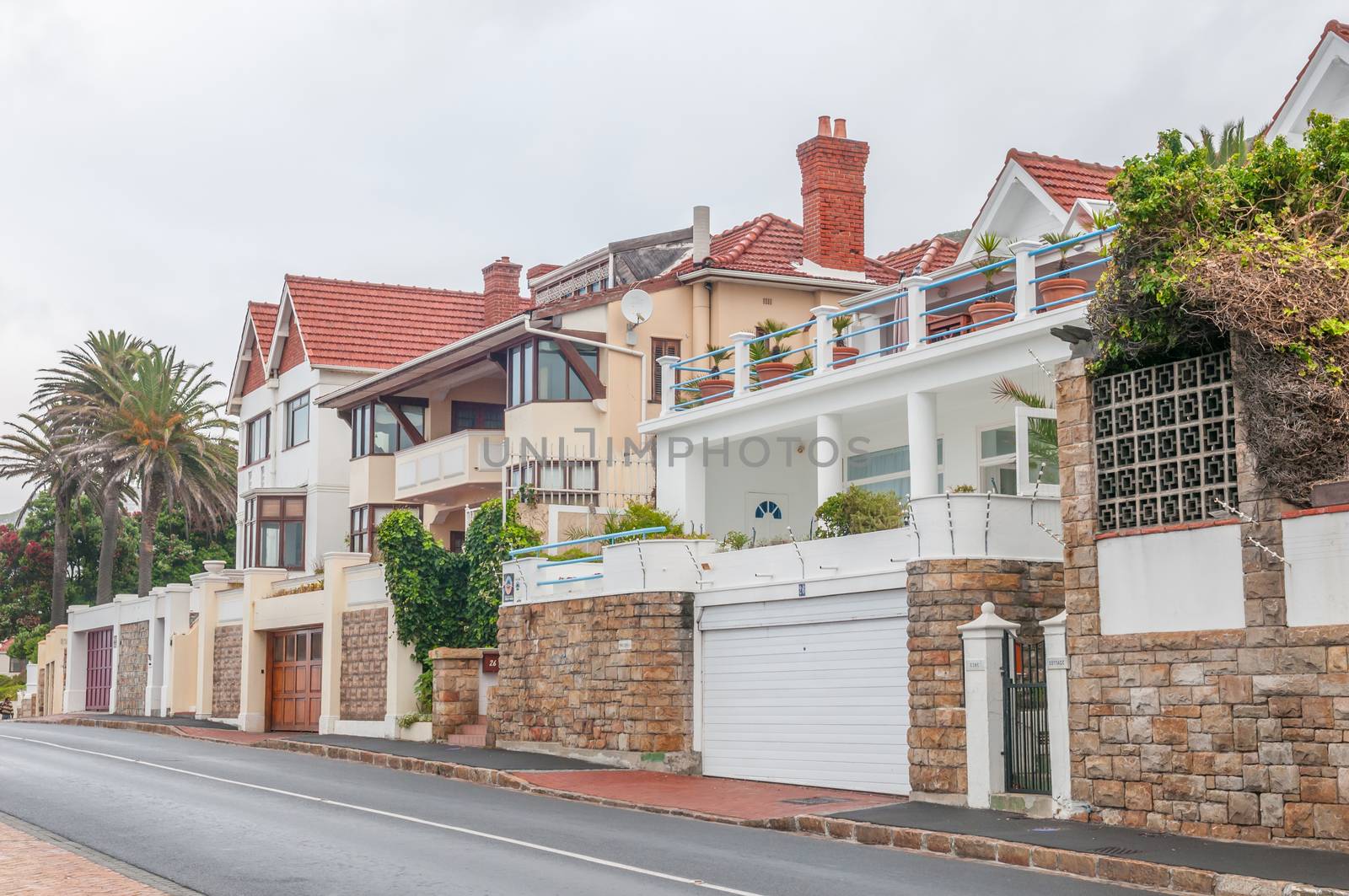 Street scene in St. James, Cape Town, on a rainy morning