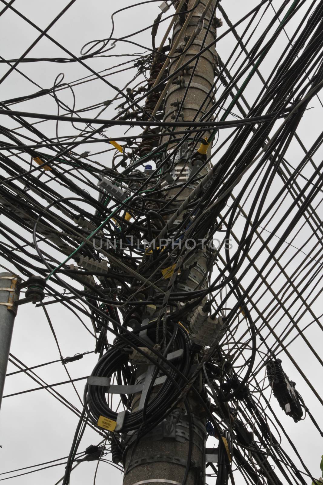 Tangle of Electrical Wires on Power Pole by marphotography