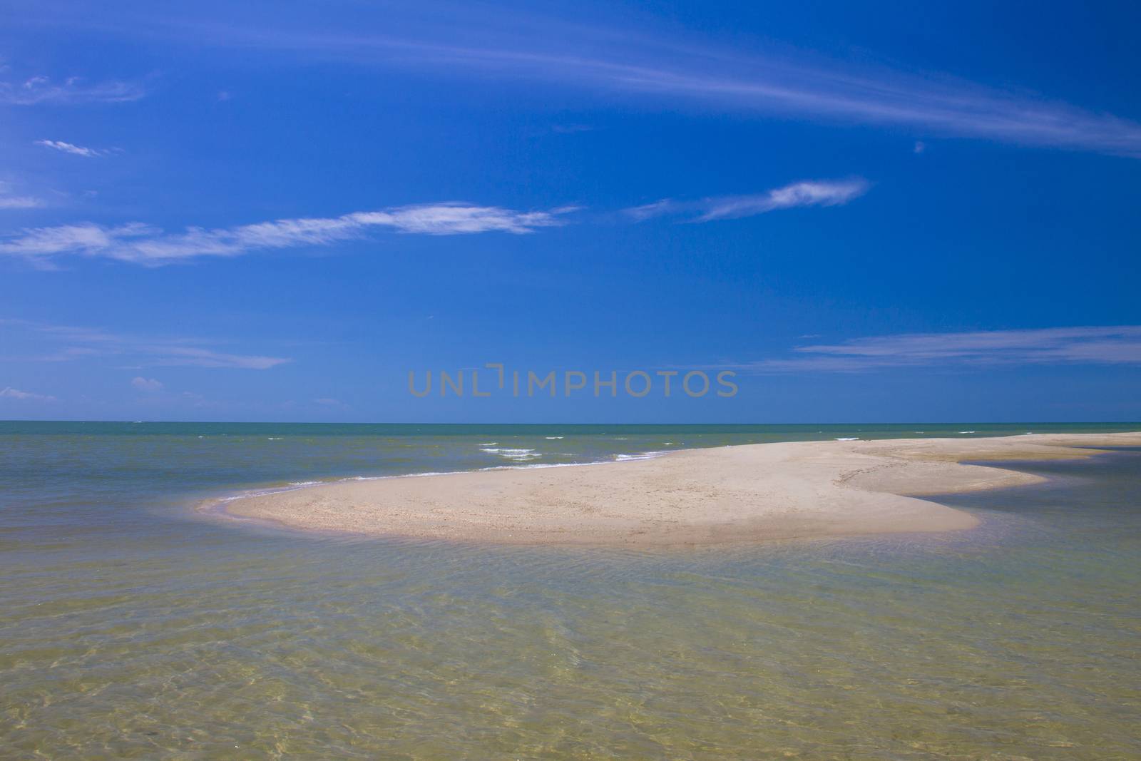 Sakom beach , A Separated sea of songkhla Thailand.