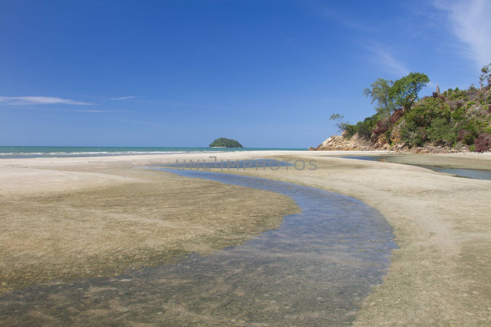 Sakom beach , A Separated sea of songkhla Thailand.