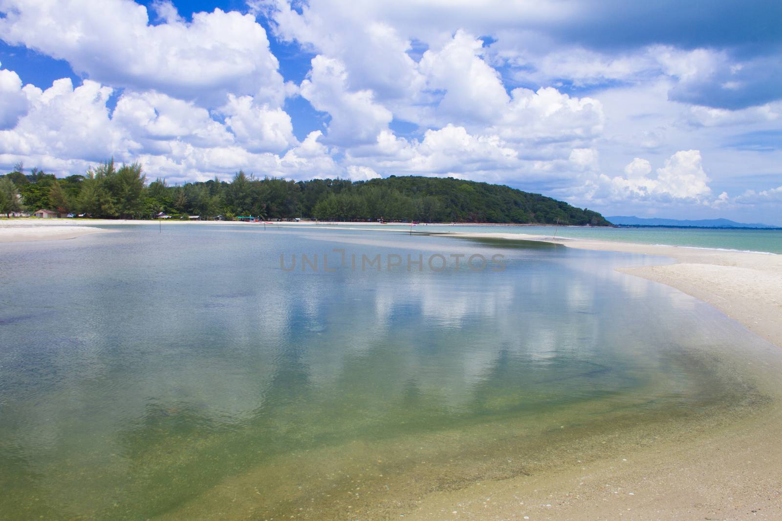 Sakom beach , A Separated sea of songkhla Thailand.