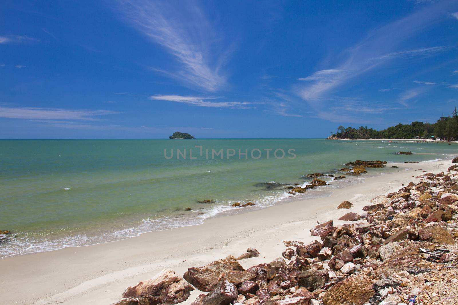 Sakom beach , A Separated sea of songkhla Thailand.