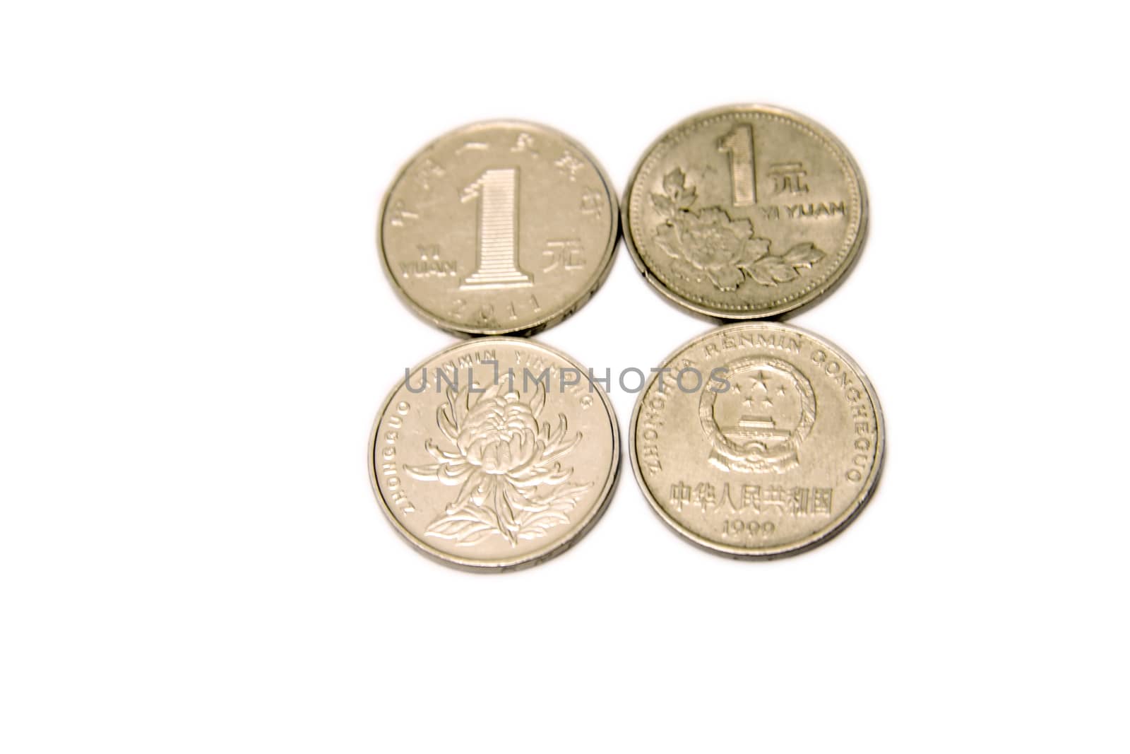 Chinese yuan isolated on the white background