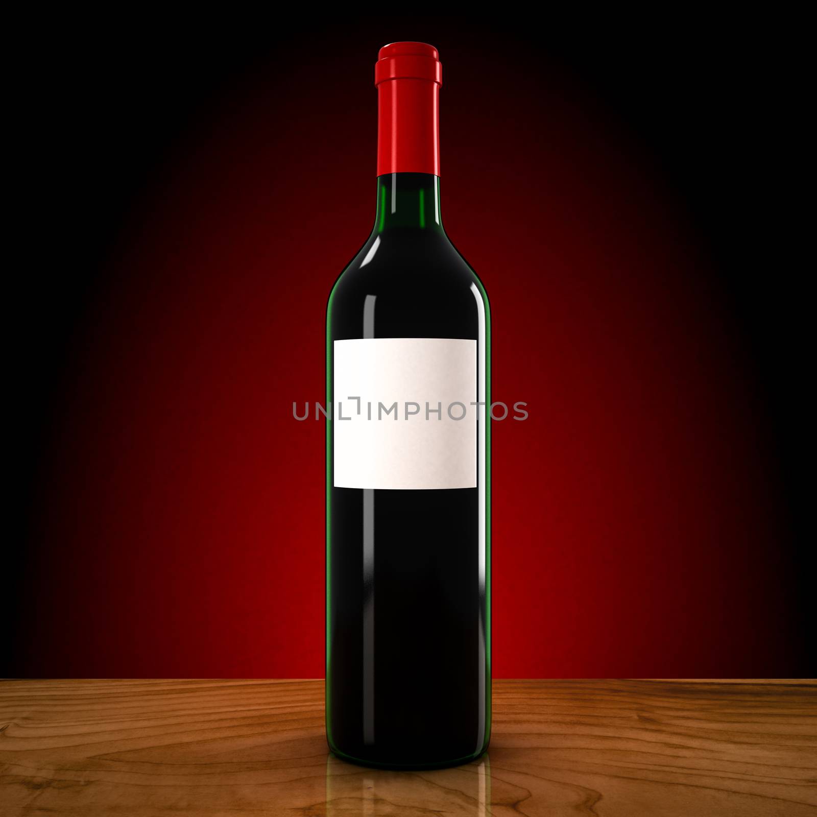 wine bottle on a red background