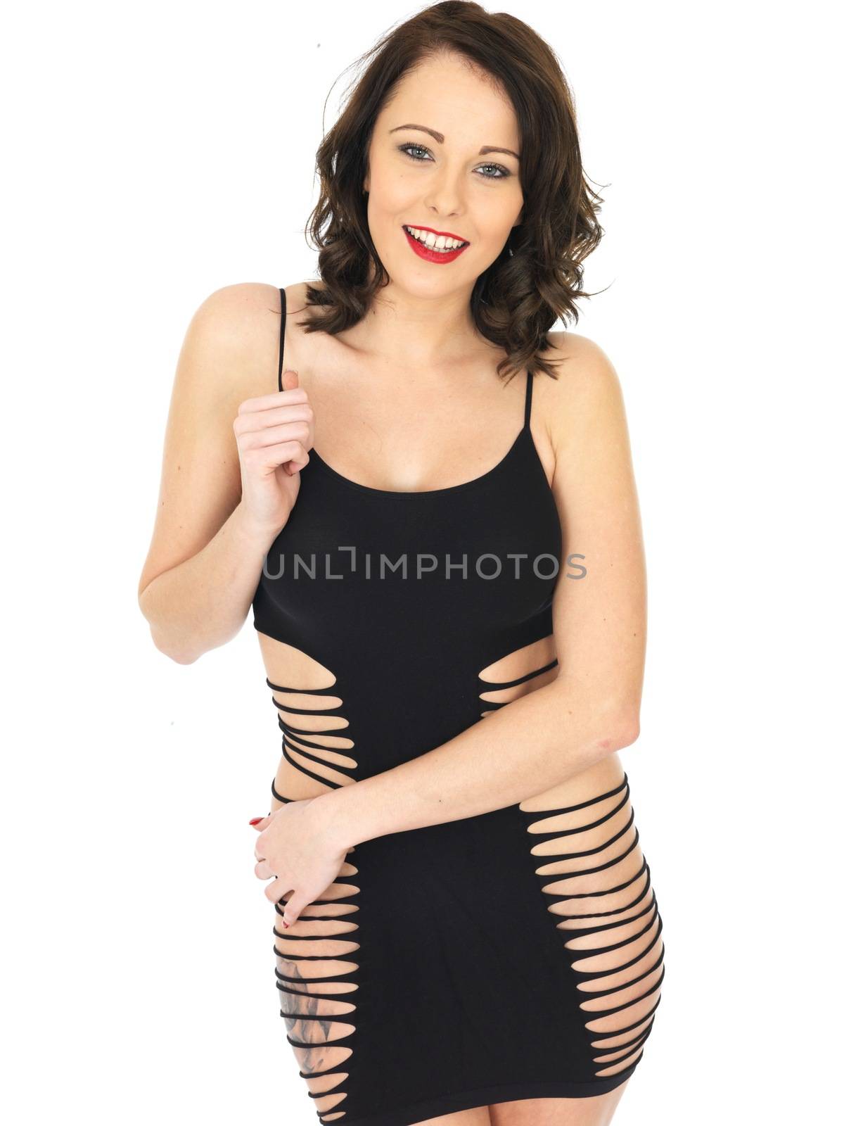 Sexy Attractive Young Pin Up Model Revealing Black Dress