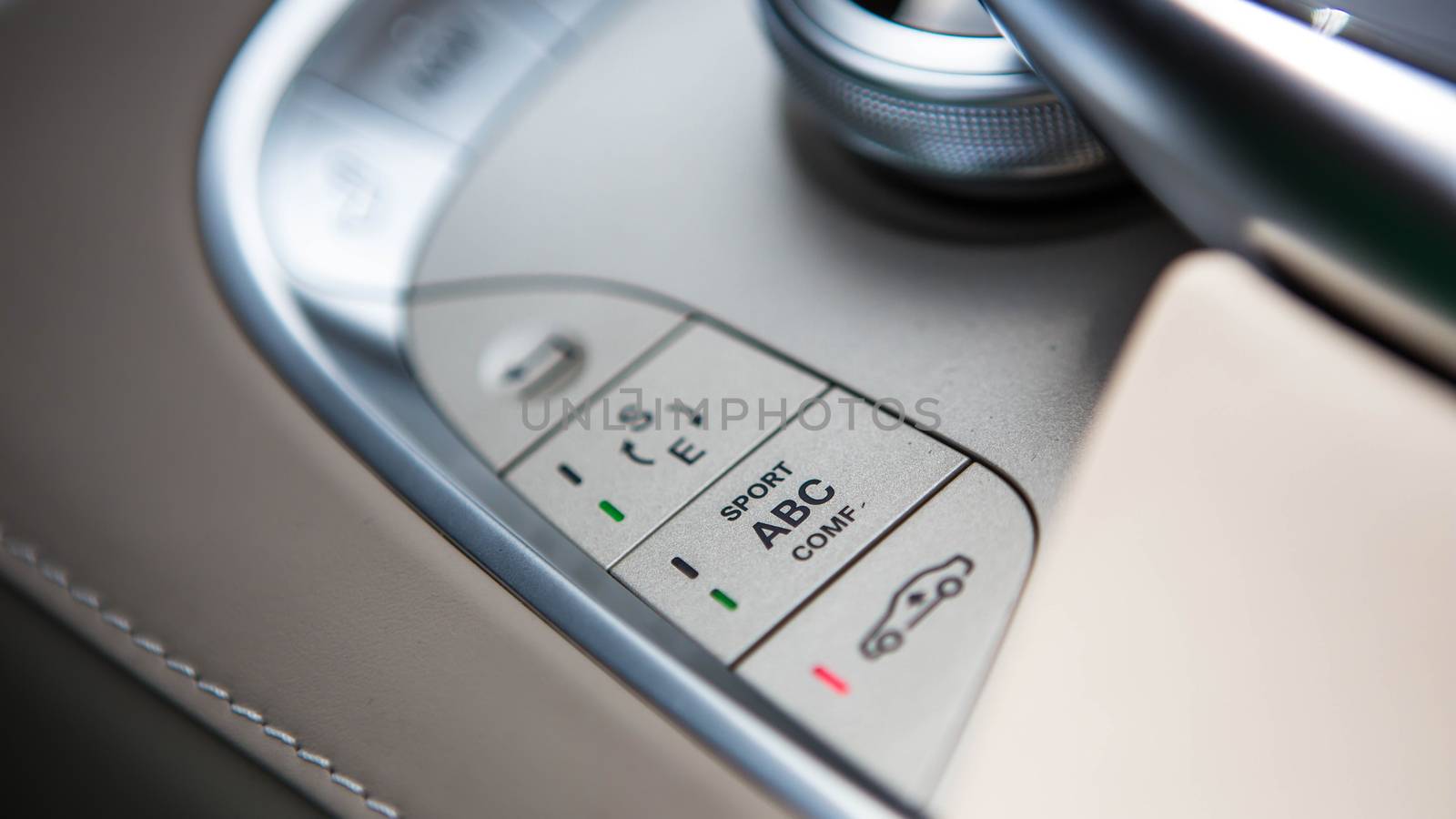 Luxury car interior details. Shallow DOF - selective focus