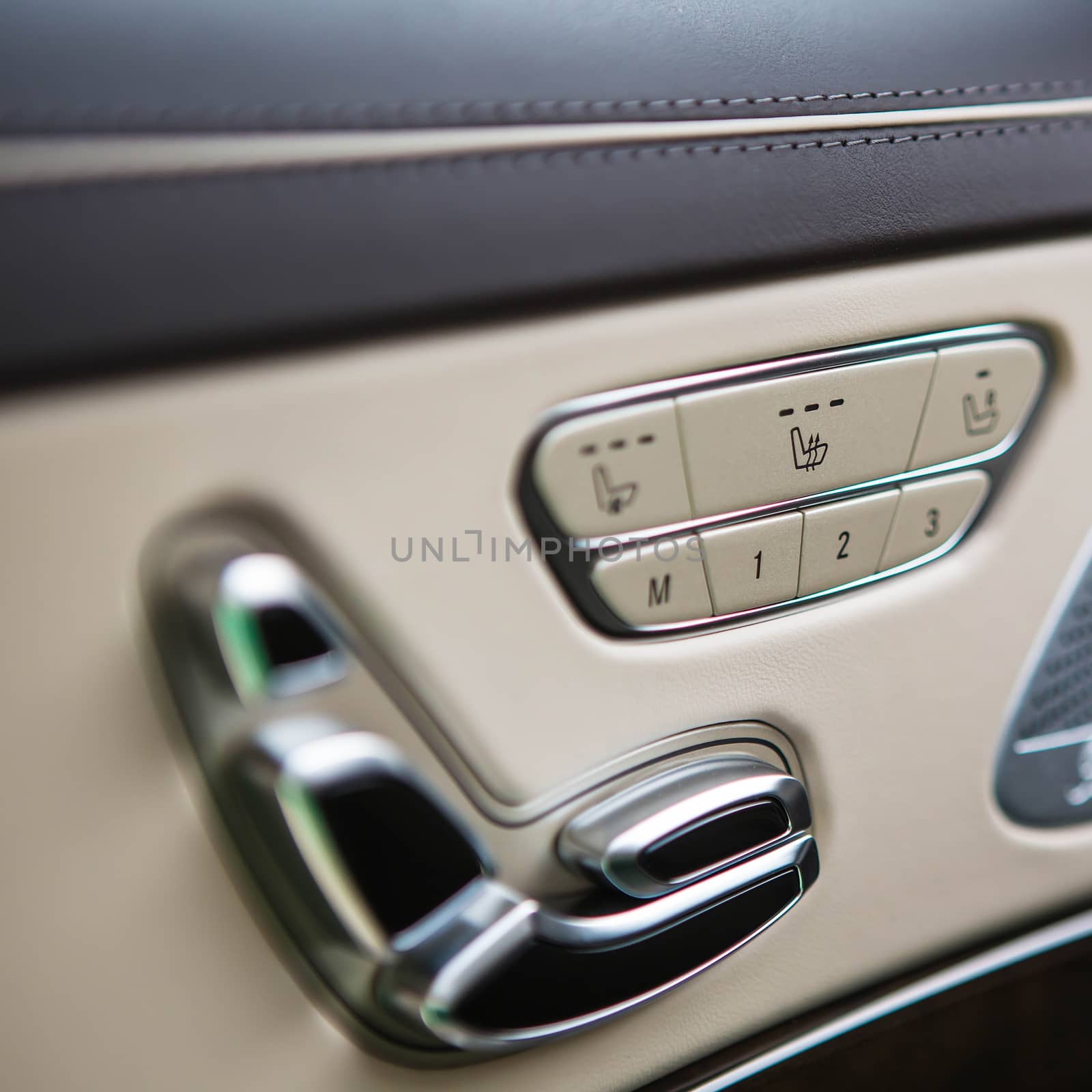 Luxury car interior details. Shallow DOF - selective focus