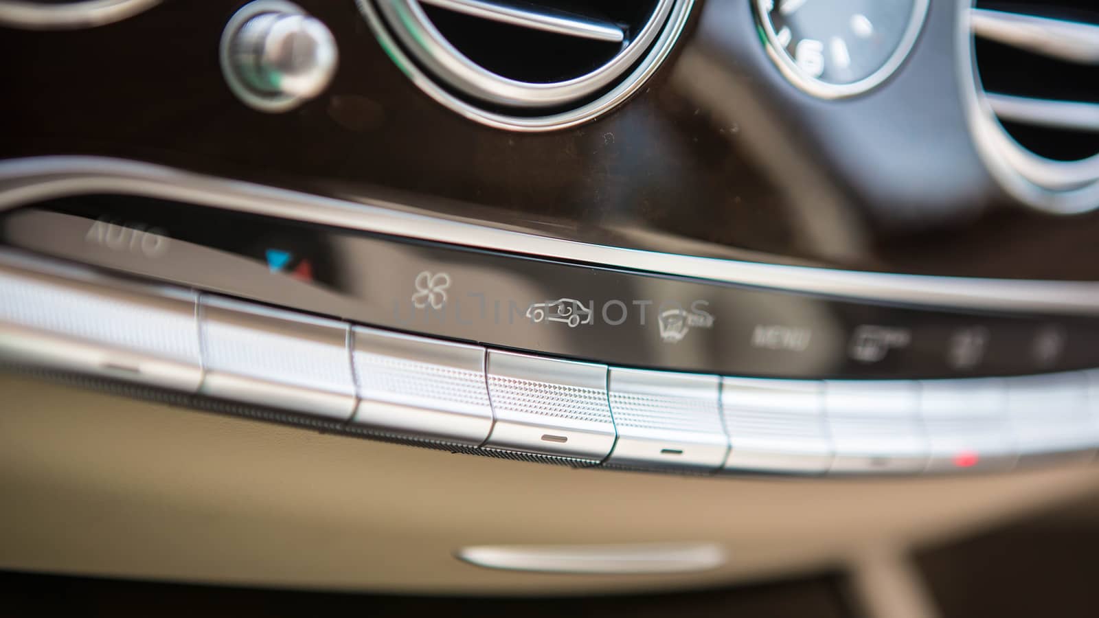 Luxury car interior details. Shallow DOF - selective focus