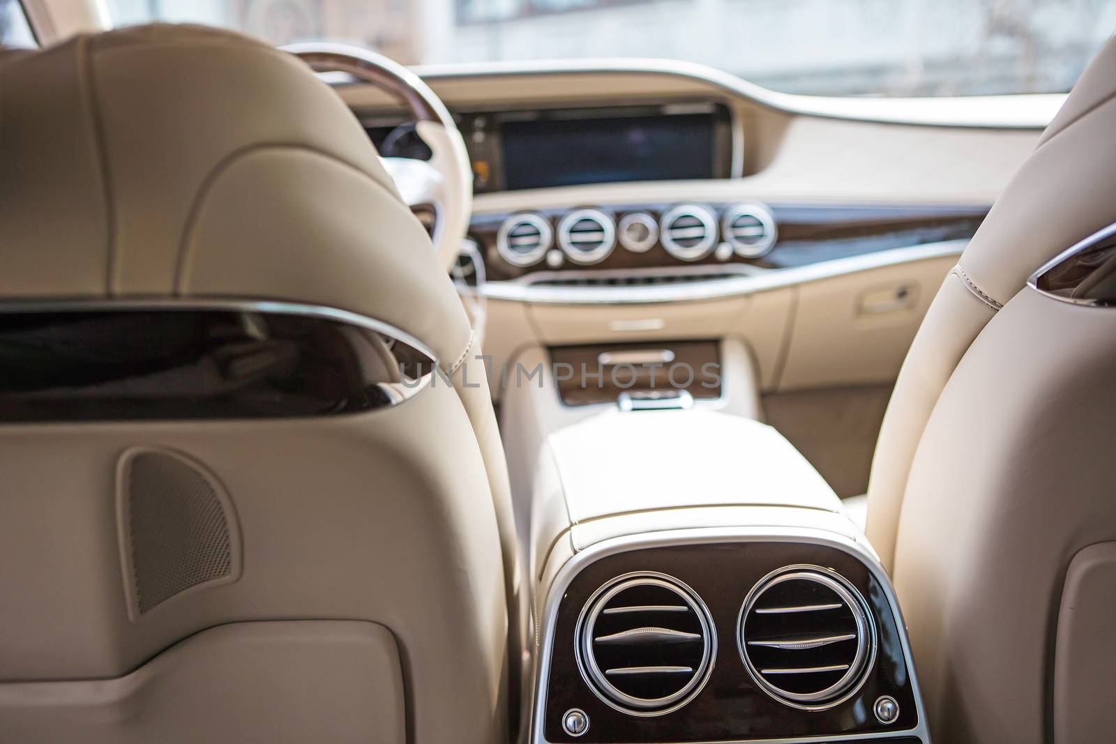 Luxury car interior details. Shallow DOF - selective focus
