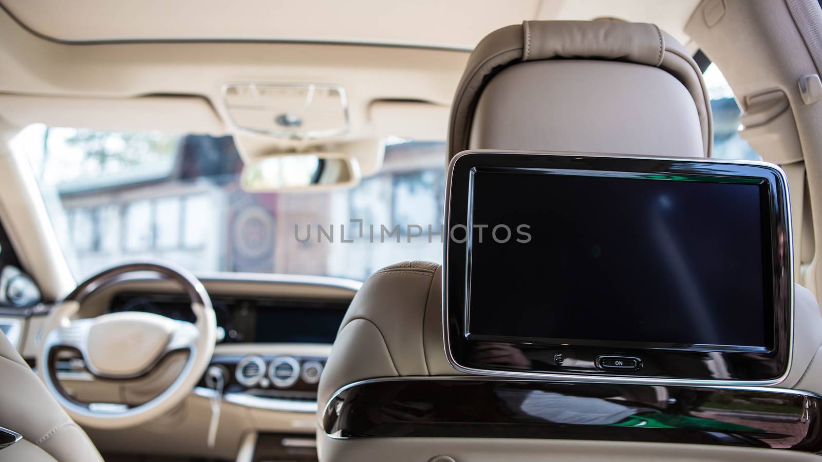 Luxury car interior details. Shallow DOF - selective focus