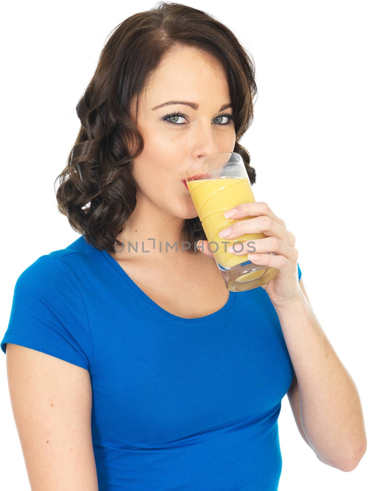 Attractive Young Woman Drinking Fruit Juice