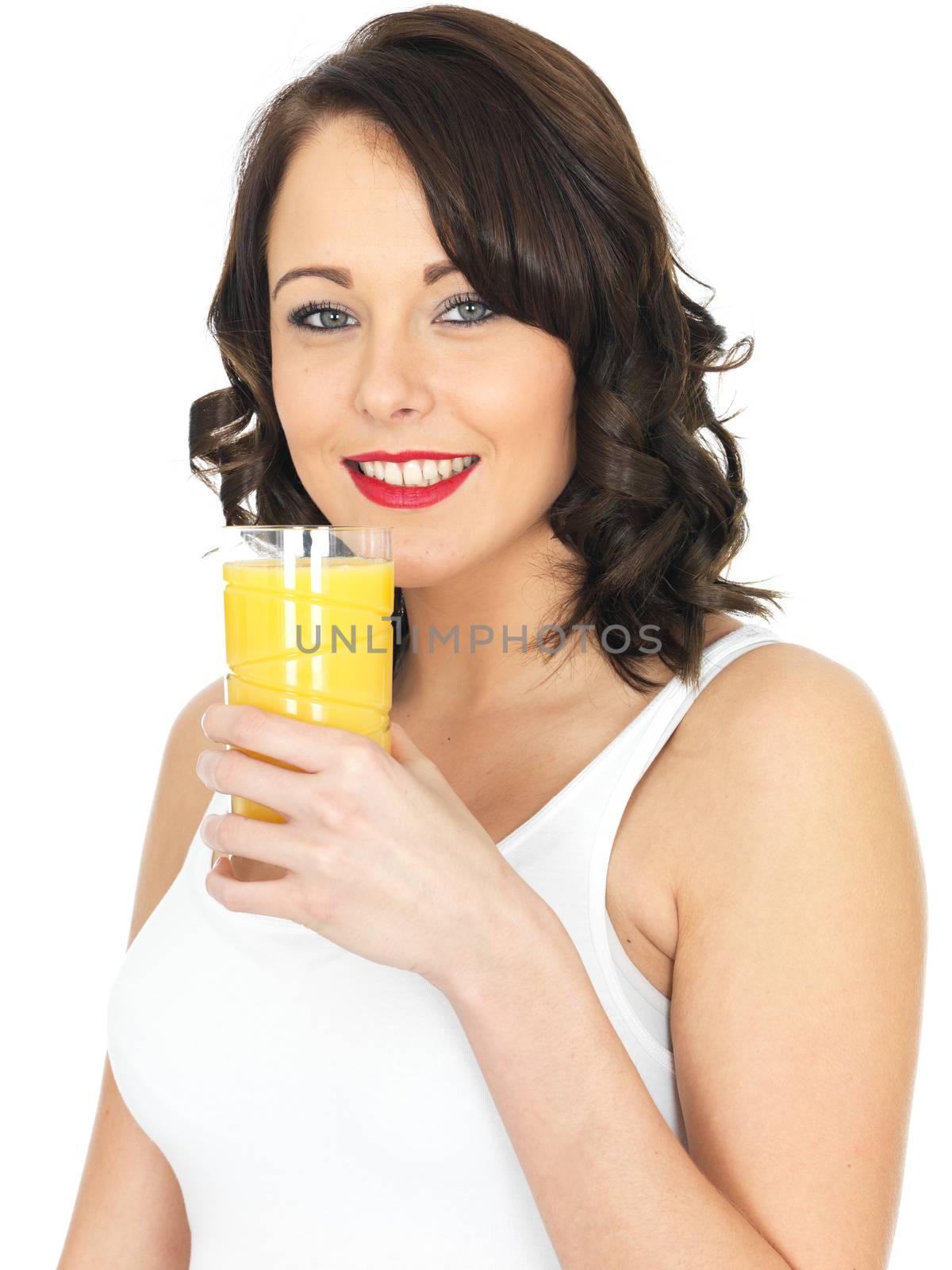 Healthy Young Woman Drinking Orange Juice