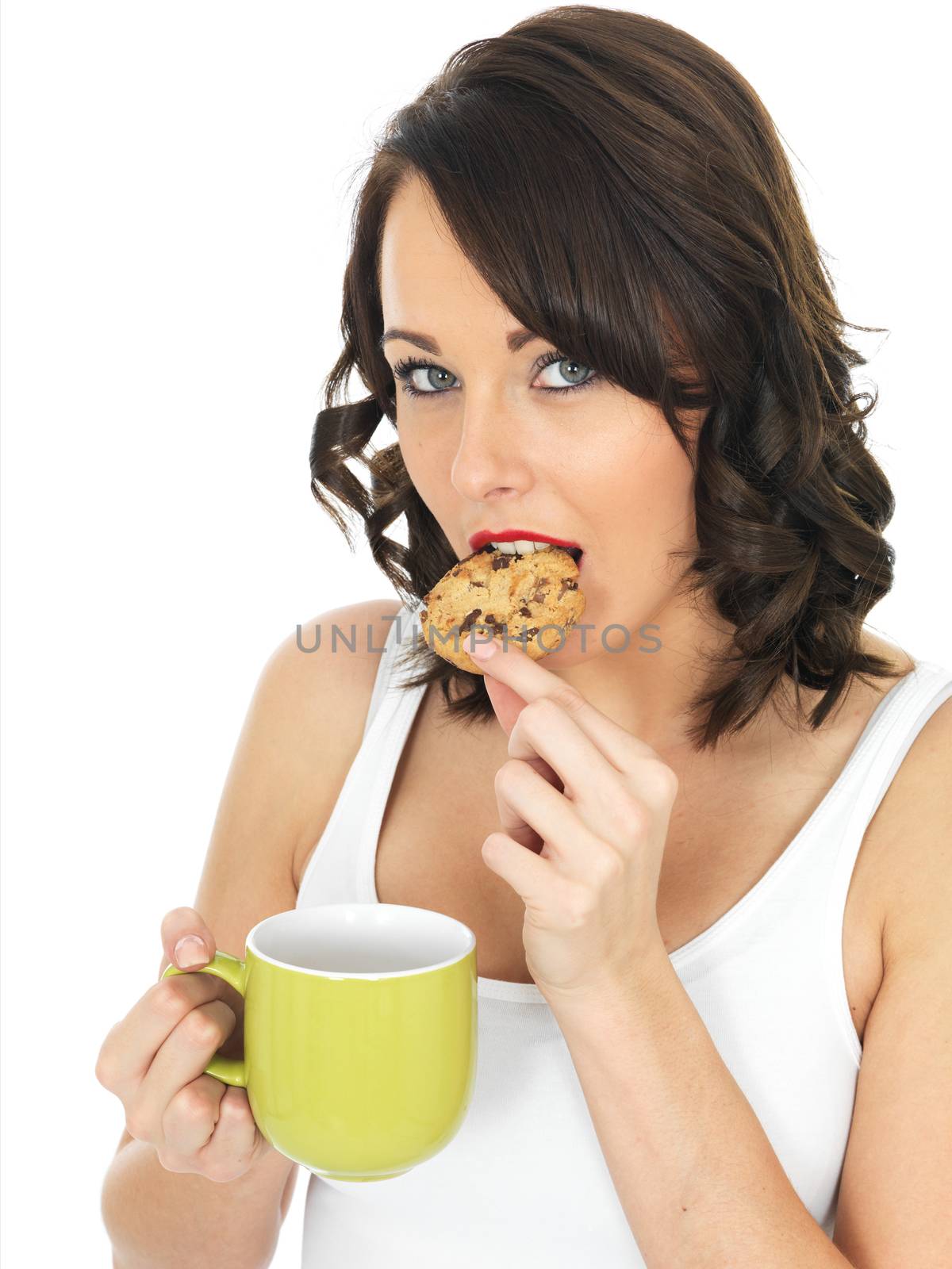 Young Woman With Tea and Biscuit