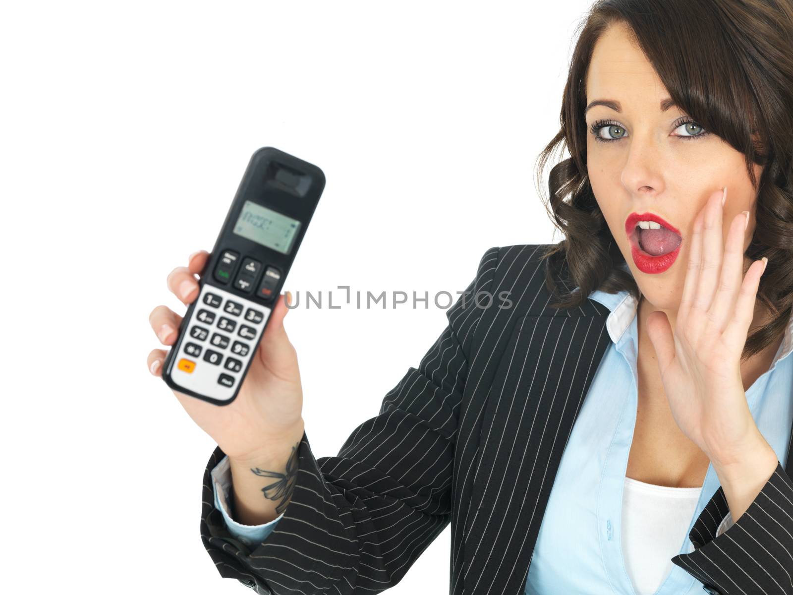 Attractive young Business Woman Using a Telephone