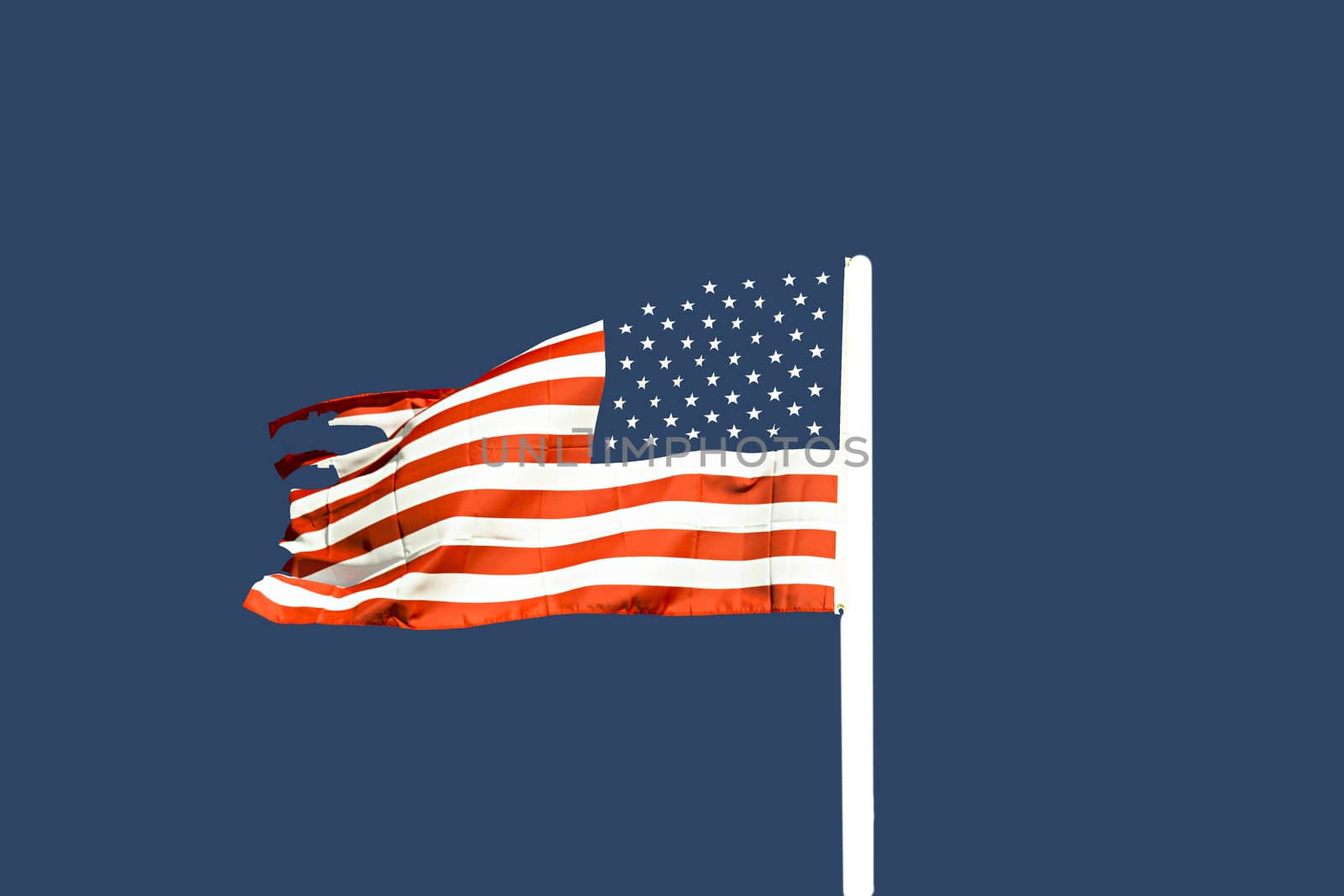 Billowing usa flag against dark blue sky horizontal