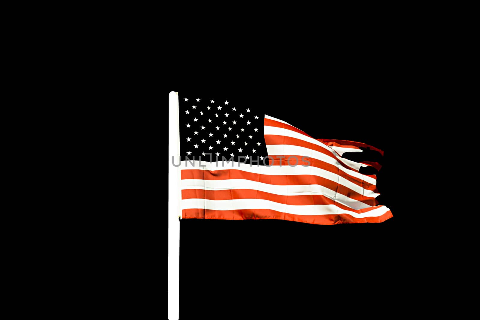 Billowing usa flag against black horizontal background