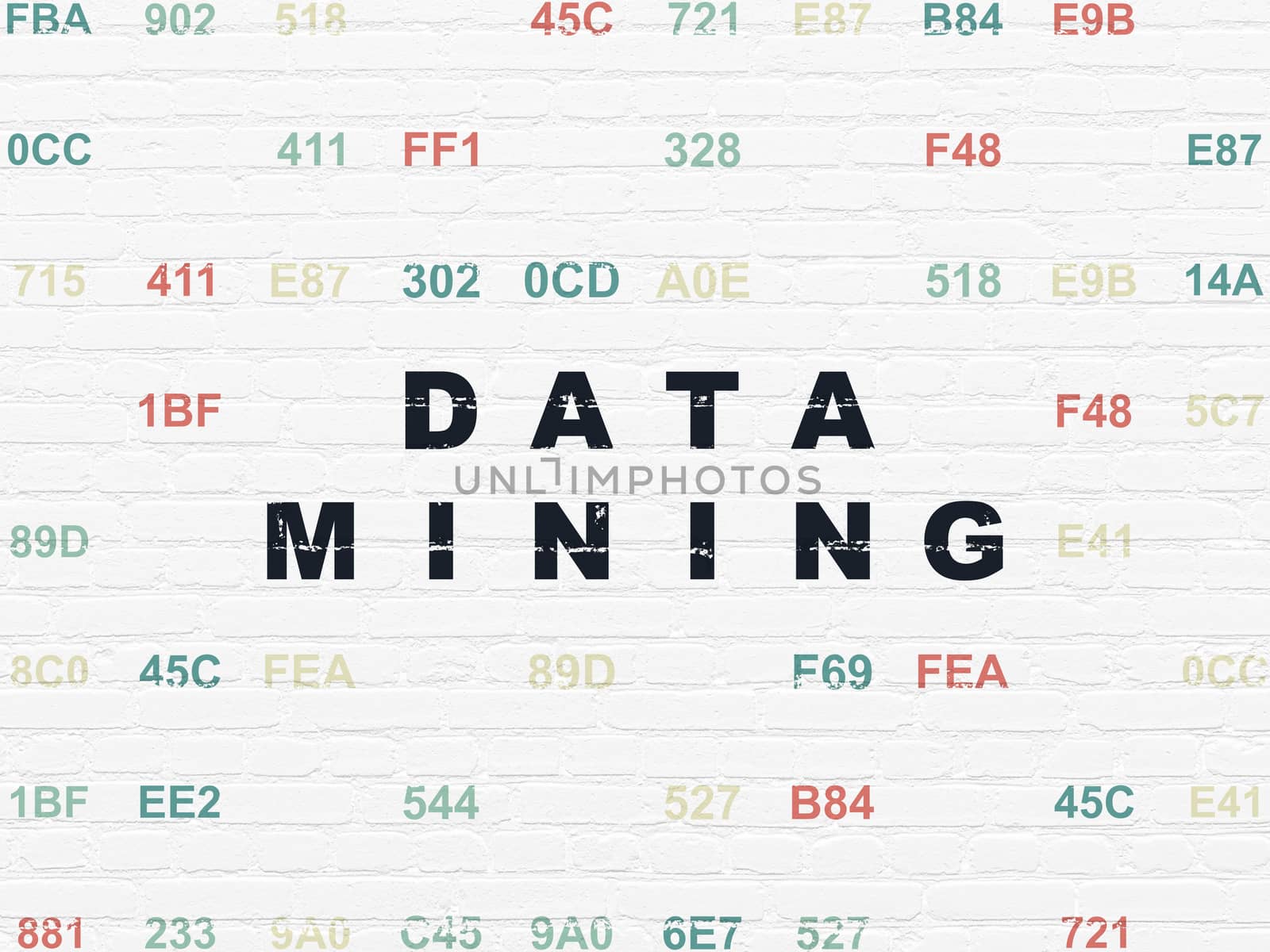 Information concept: Data Mining on wall background by maxkabakov