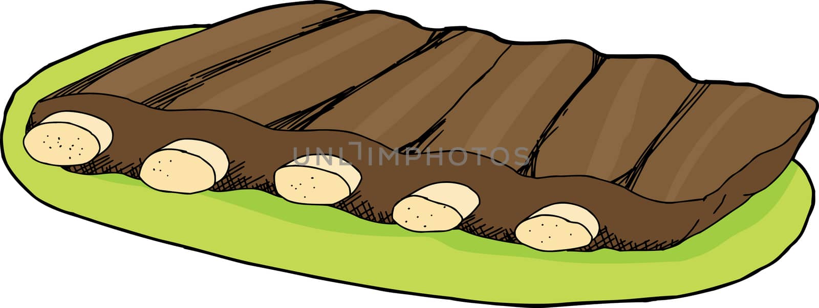 Isolated illustration of plate of spare ribs 