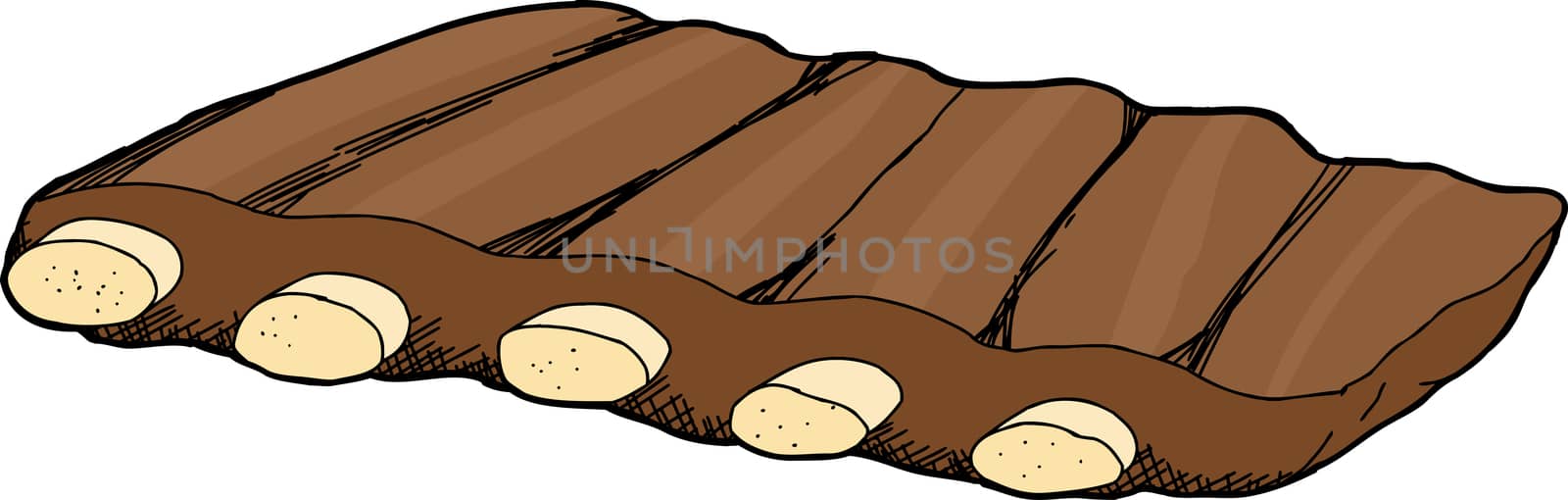 Isolated barbecued spare ribs cartoon over white background