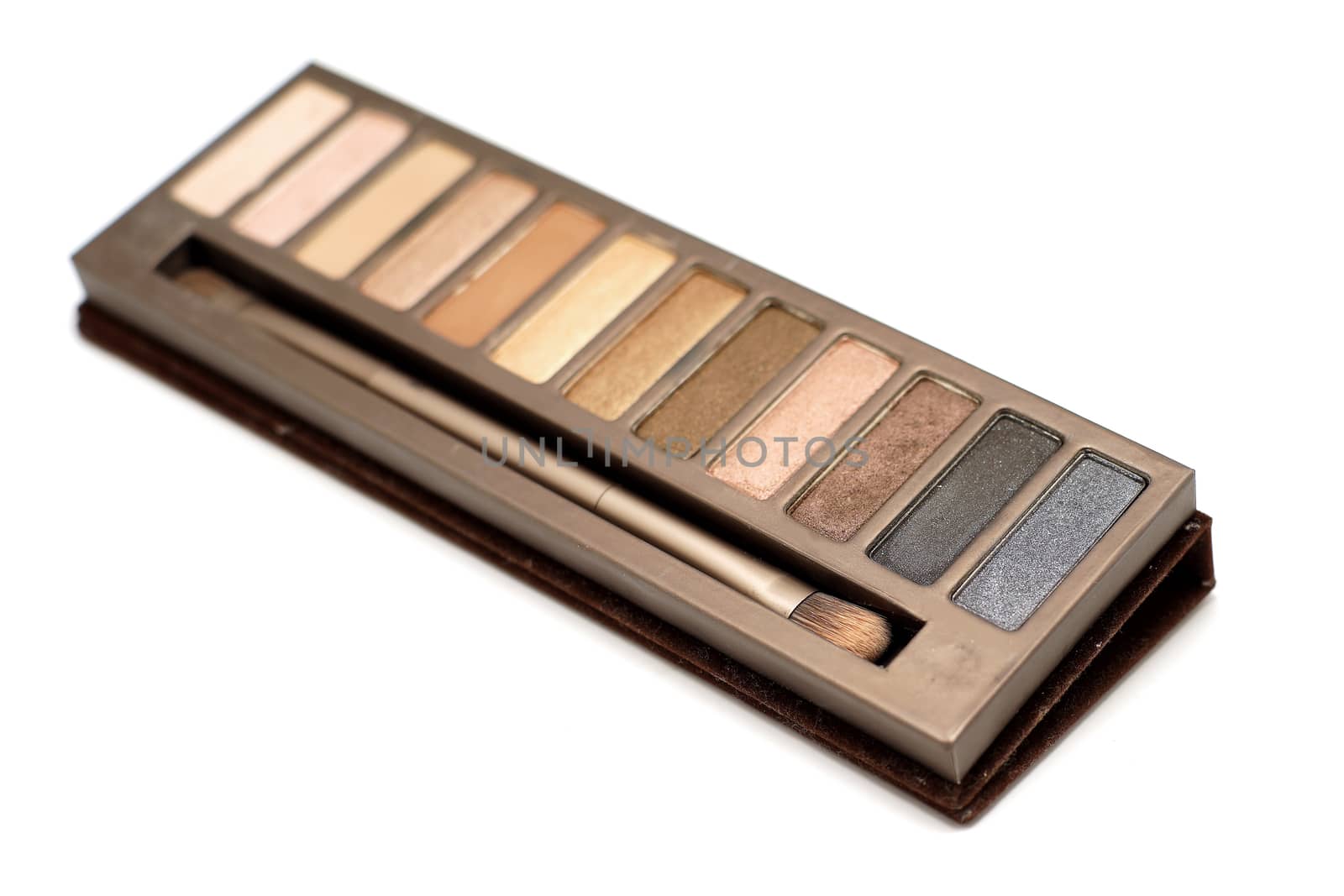cosmetic eyeshadow palette makeup set isolated on white background