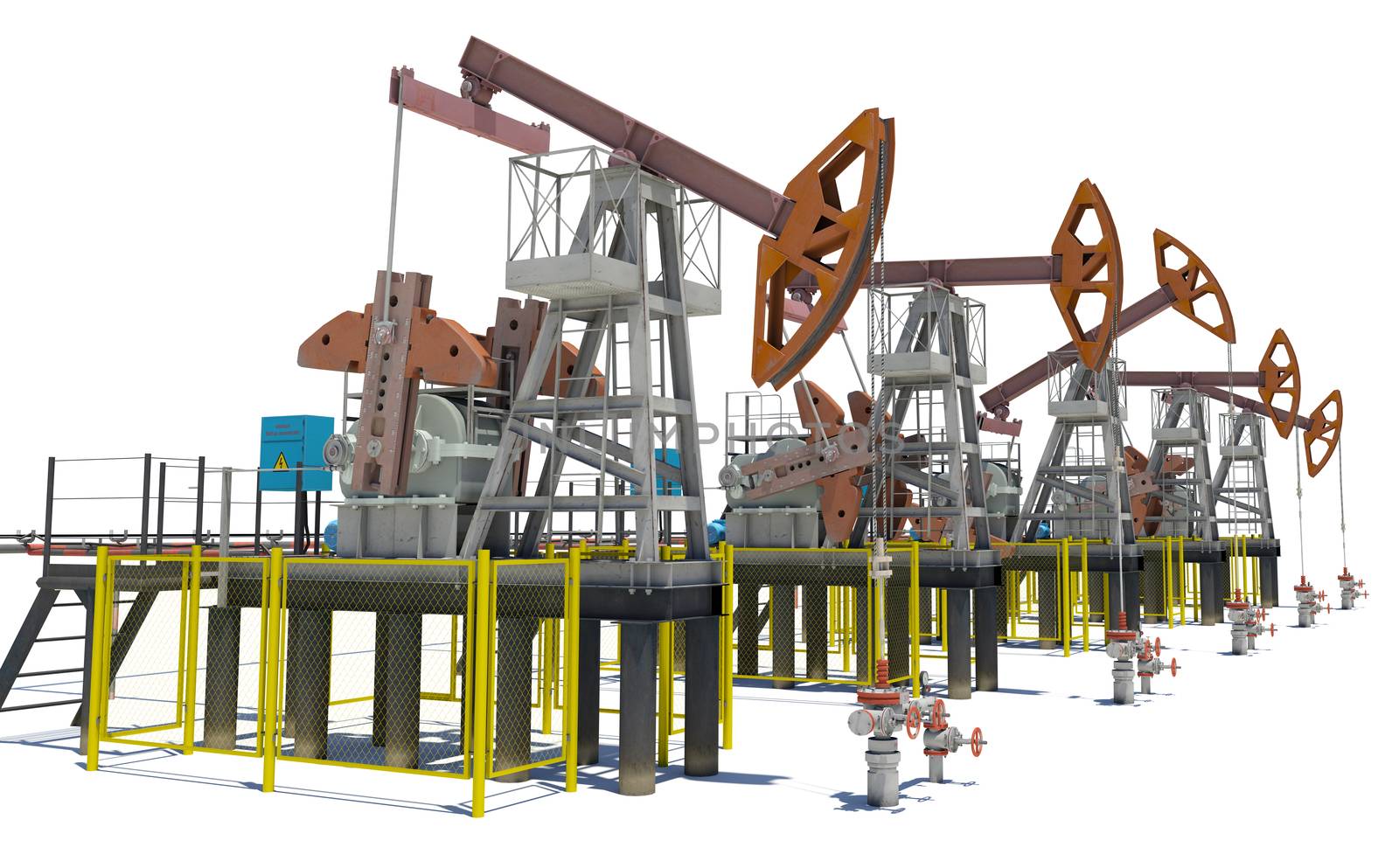 Oil pump-jacks. Isolated by cherezoff