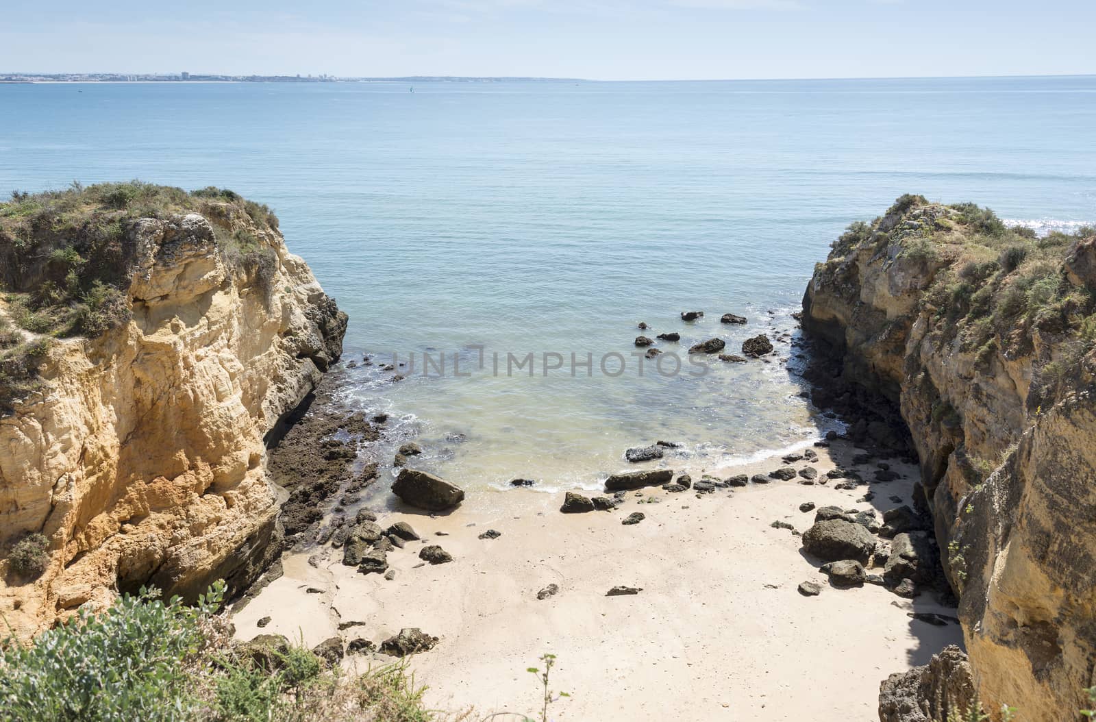 rocks and cliff in lagos porugal by compuinfoto