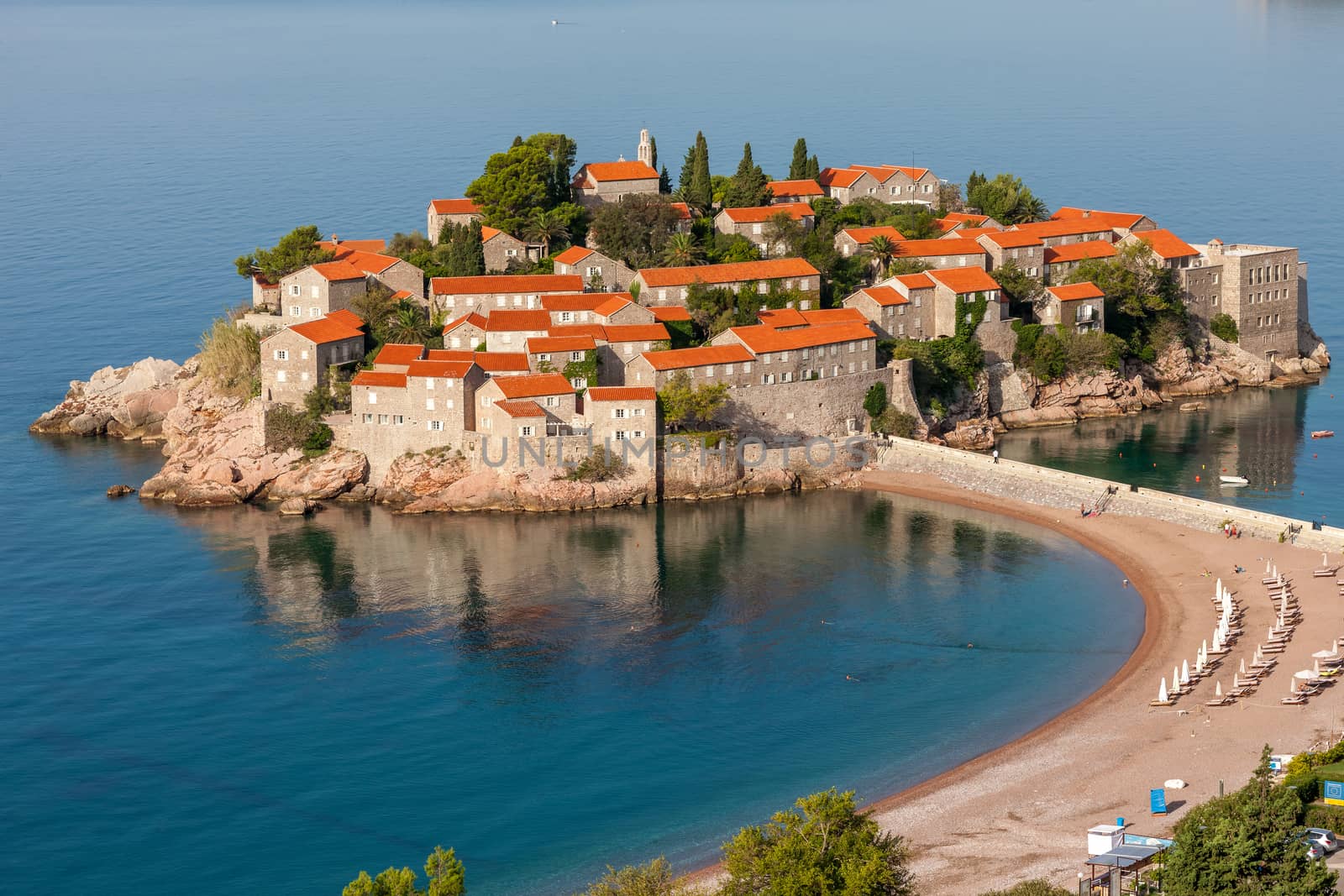 St. Stephan island in Adriatic Sea in Montenegro, 