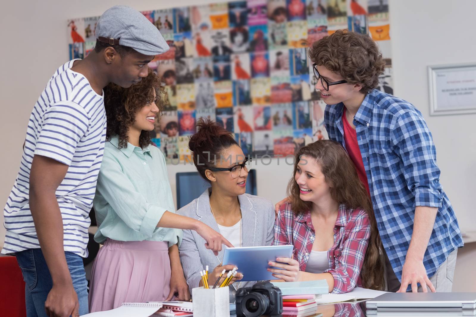 Fashion students working as a team at the college