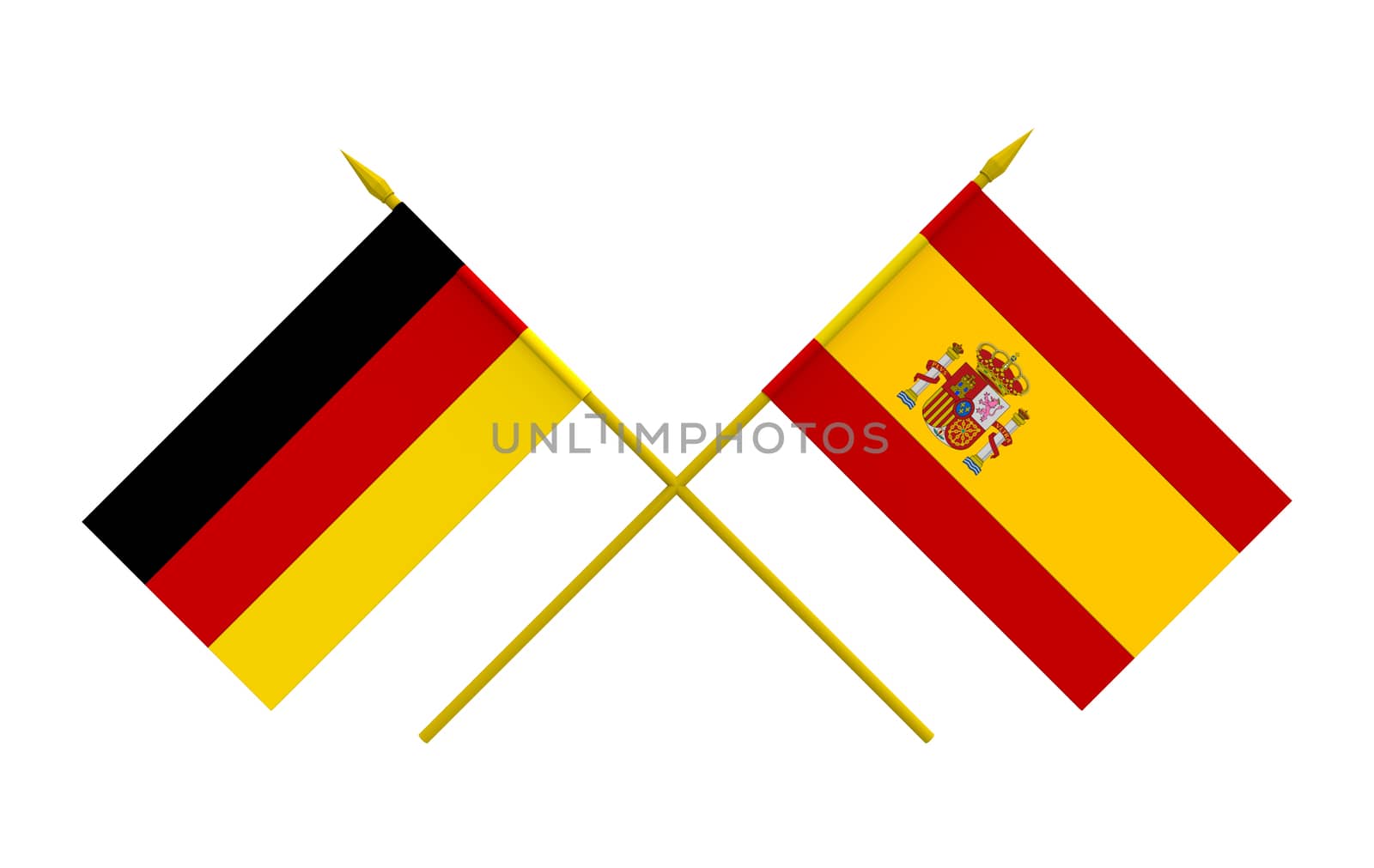 Flags of Germany and Spain, 3d render, isolated