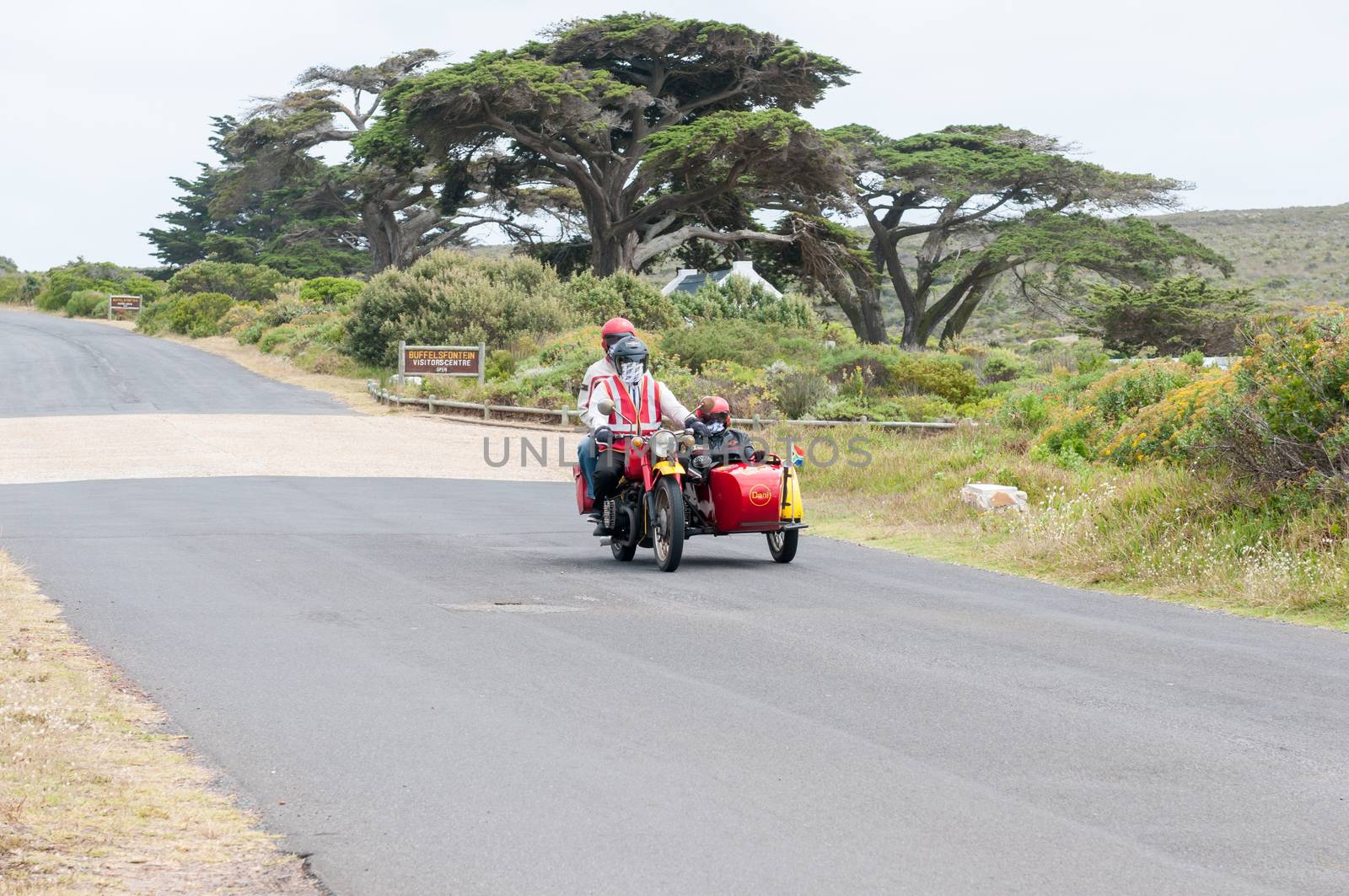 CAPE TOWN, SOUTH AFRICA - DECEMBER 12, 2014:  Unknown motorcyclists visiting the Cape Point section of the Table Mountain National Park.