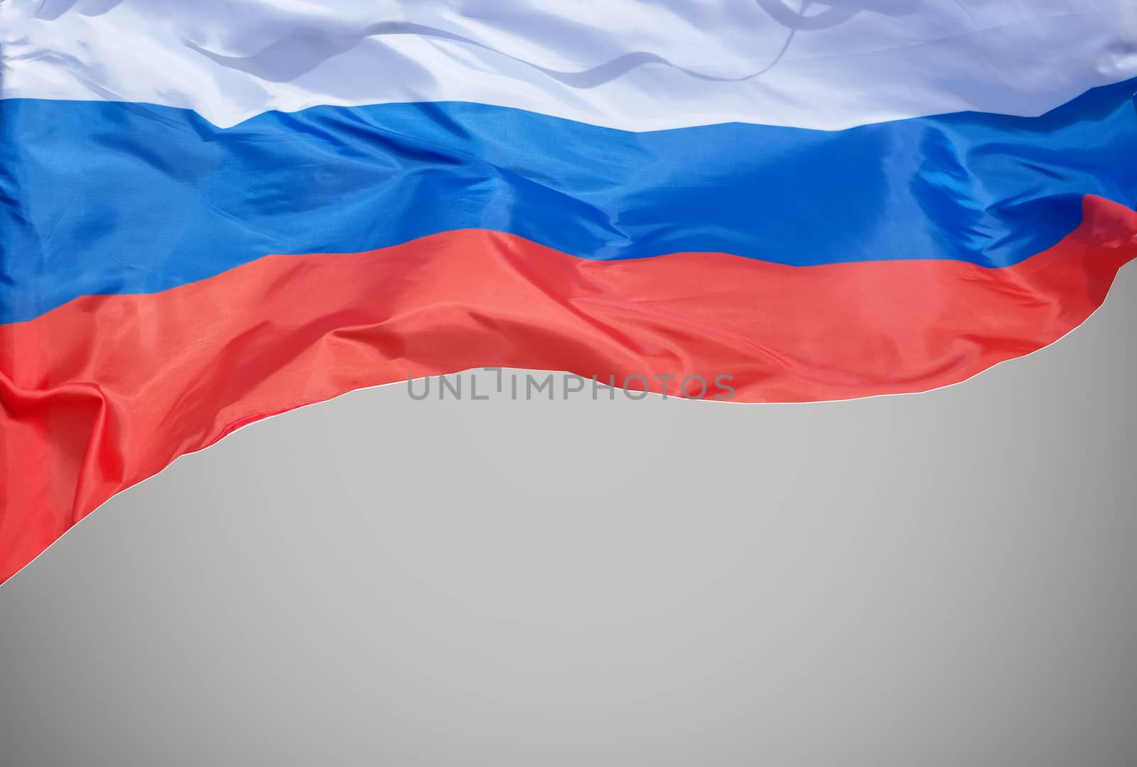 The flag of the Russian Federation waving in the wind.