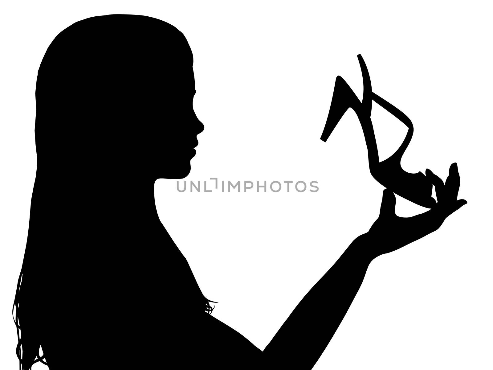 Illustration of a girl holding a shoe
