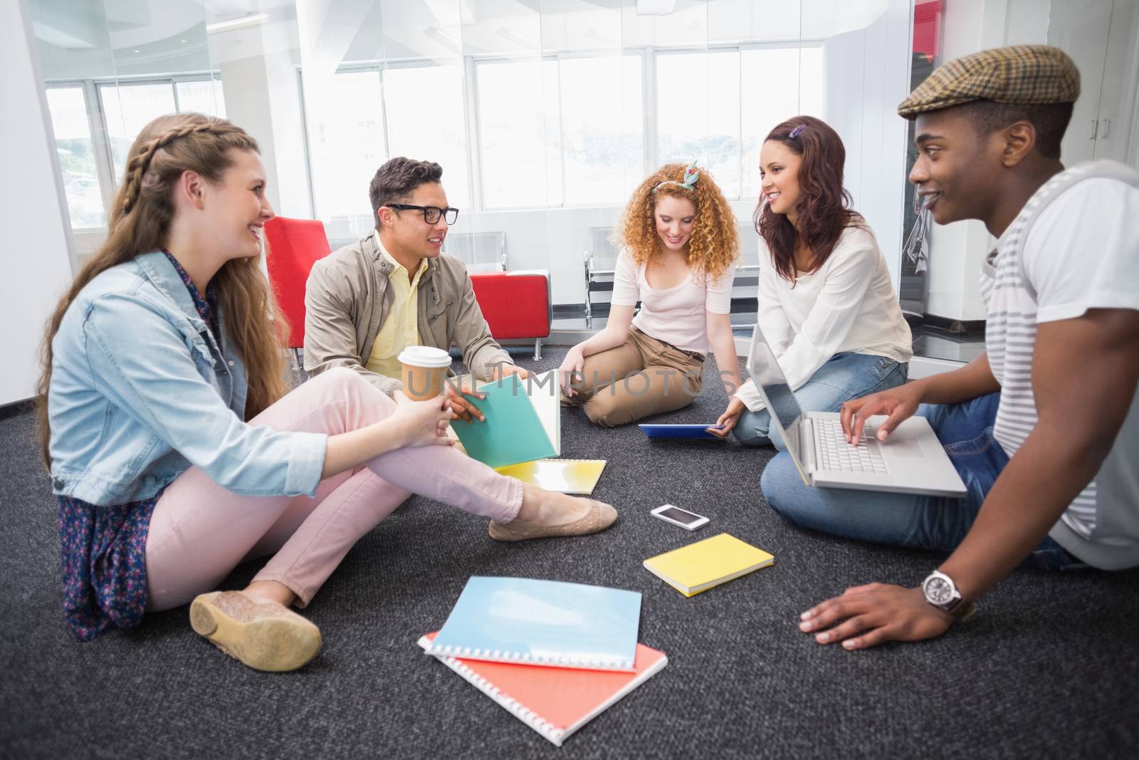 Fashion students working as a team at the college