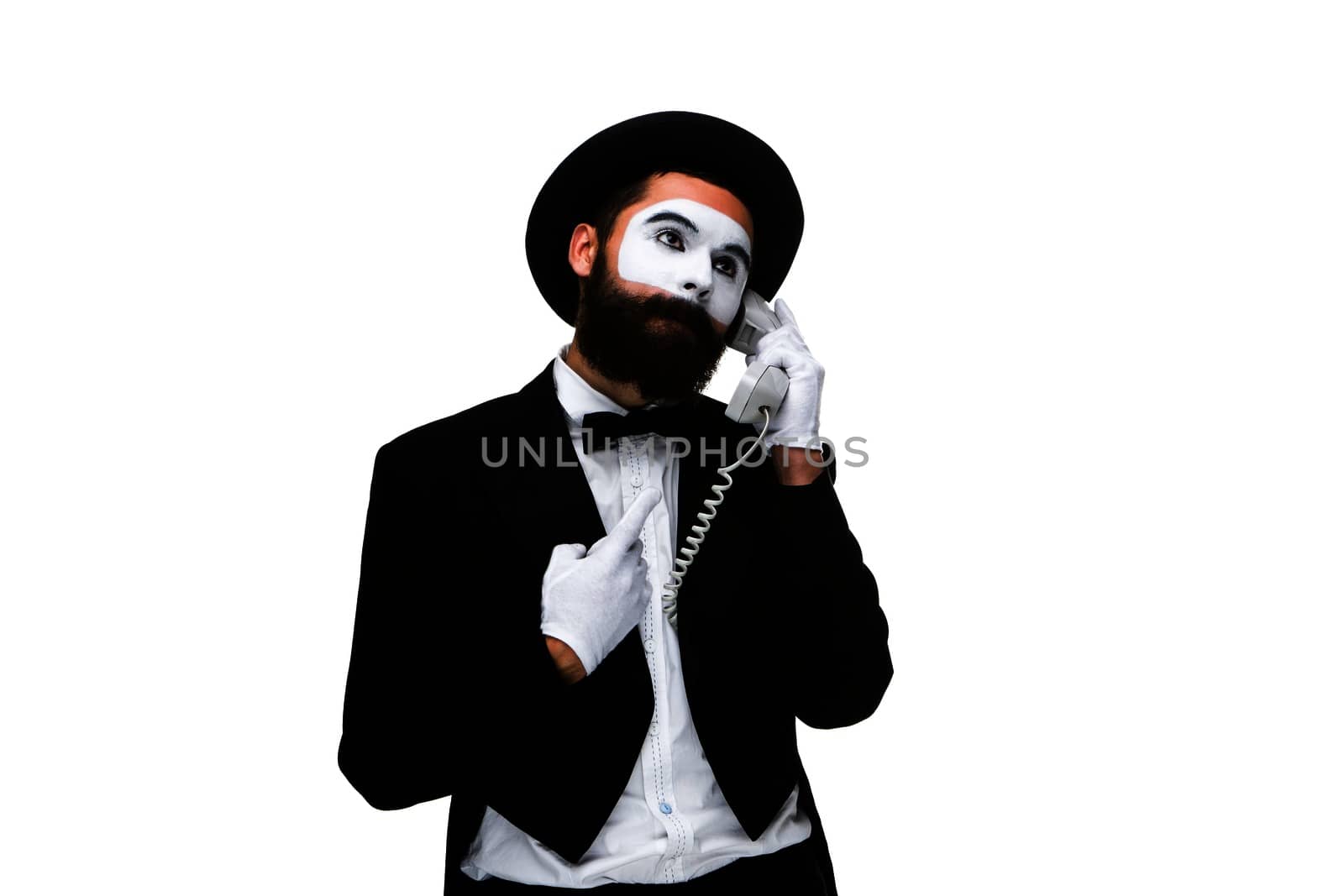 man in the image mime holding a handset.  by master1305
