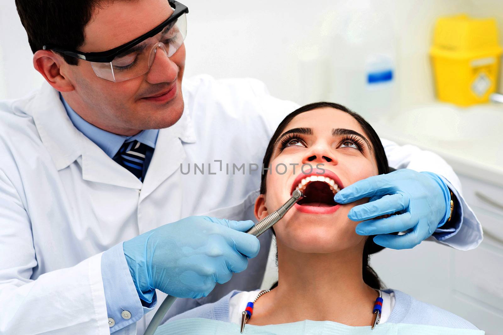 Female patient undergoing a dental checkup