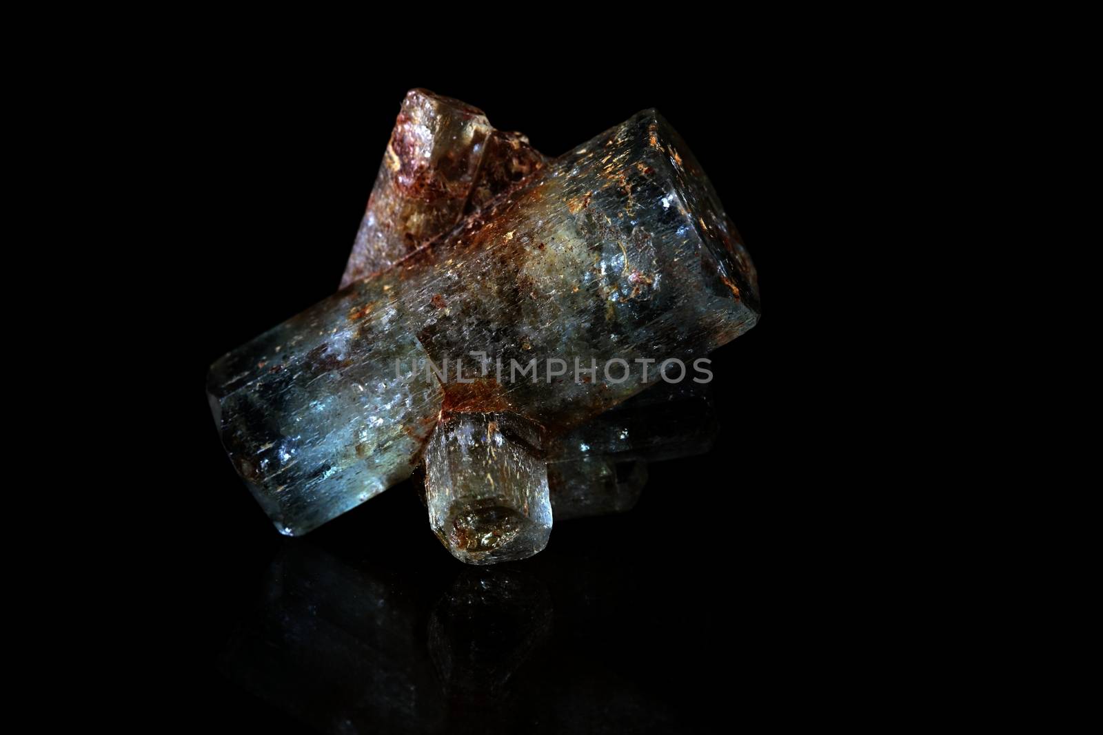 A macro photograph of Beryl crystals from Namibia. 