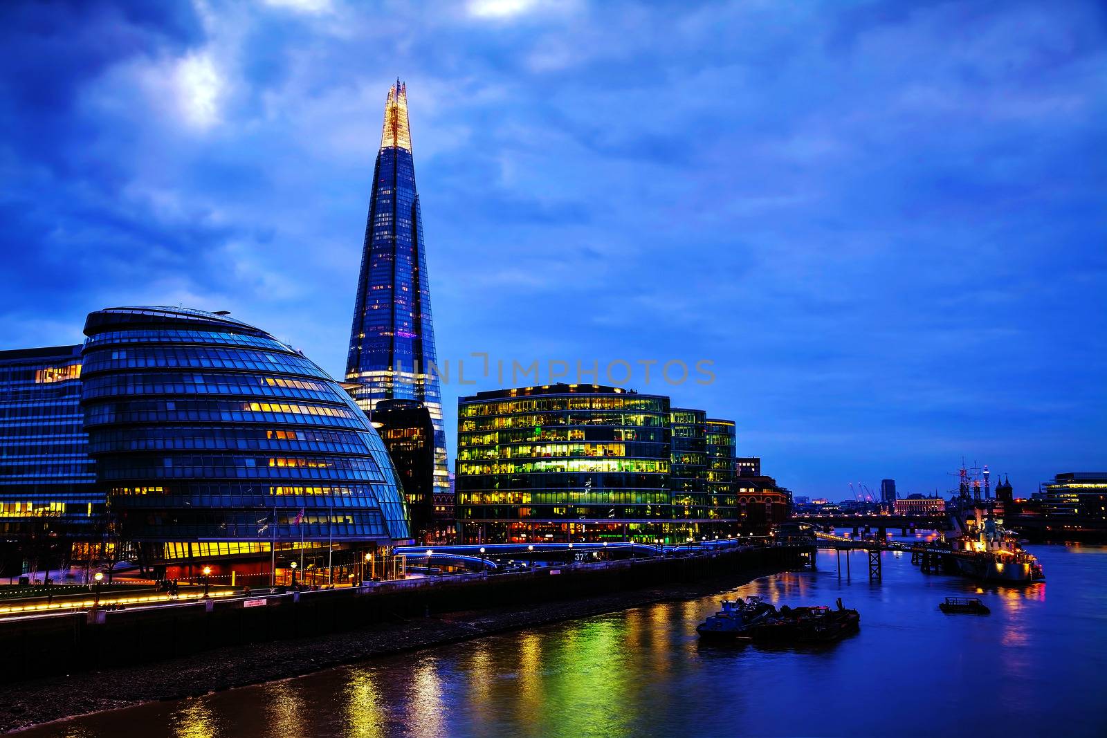 LONDON - APRIL 4: Overview of London with the Shard of Glass on April 4, 2015 in London, UK. Standing 306 metres high, the Shard is currently the tallest building in the European Union.