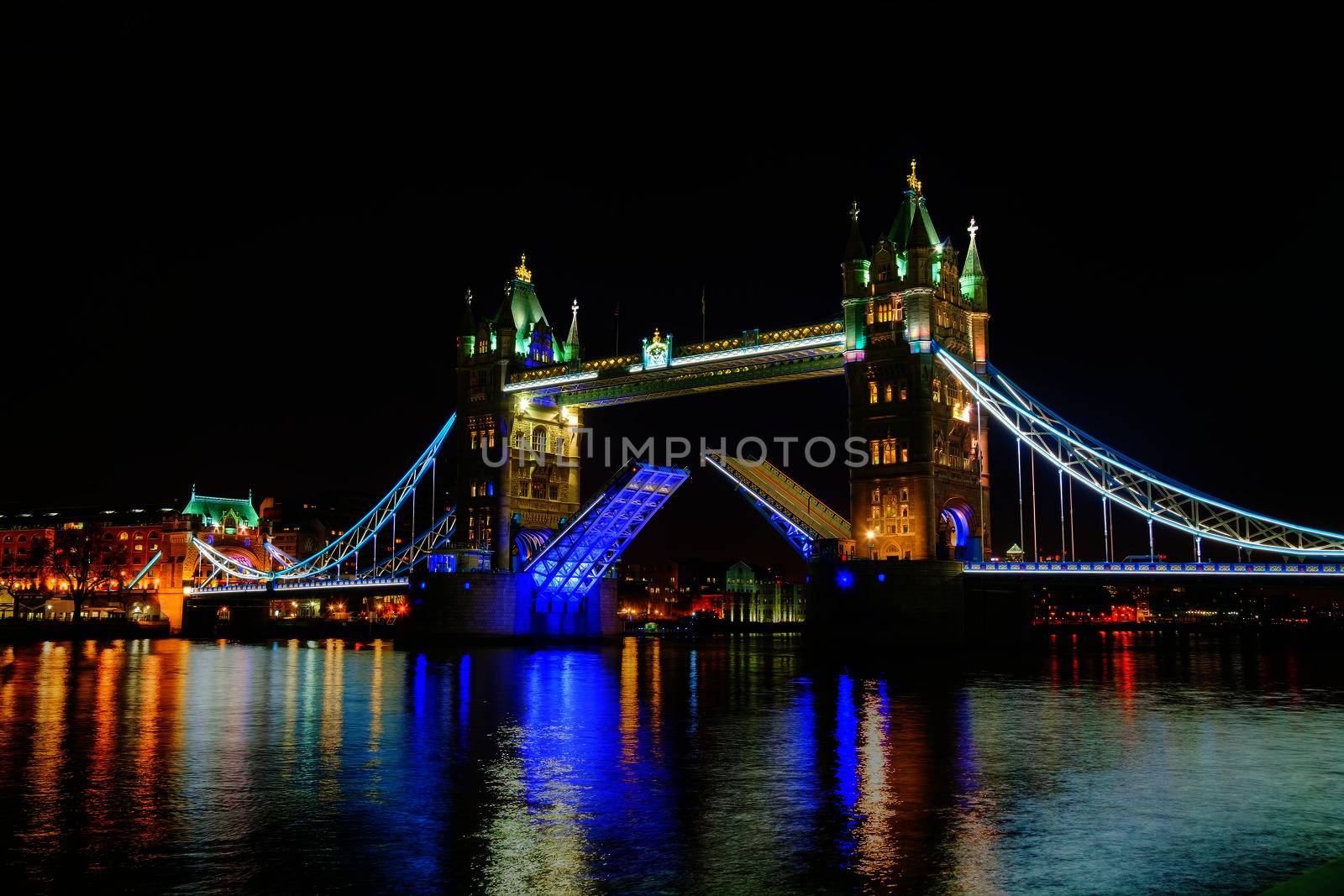 Tower bridge in London, Great Britain at the night time