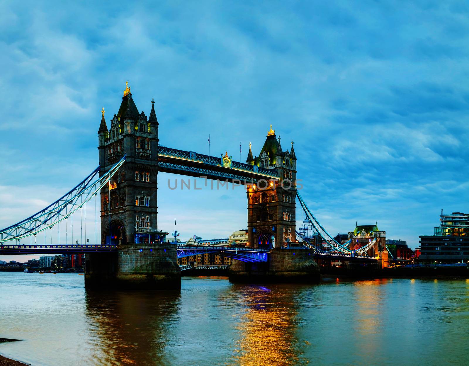 Tower bridge in London, Great Britain at the night time