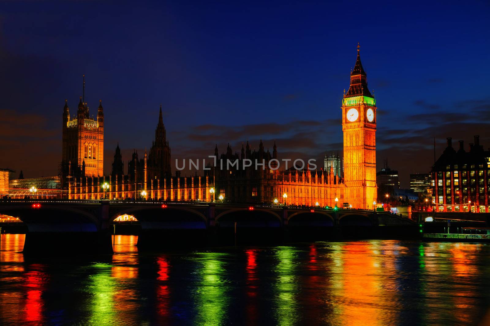 London with the Clock Tower and Houses of Parliament at night