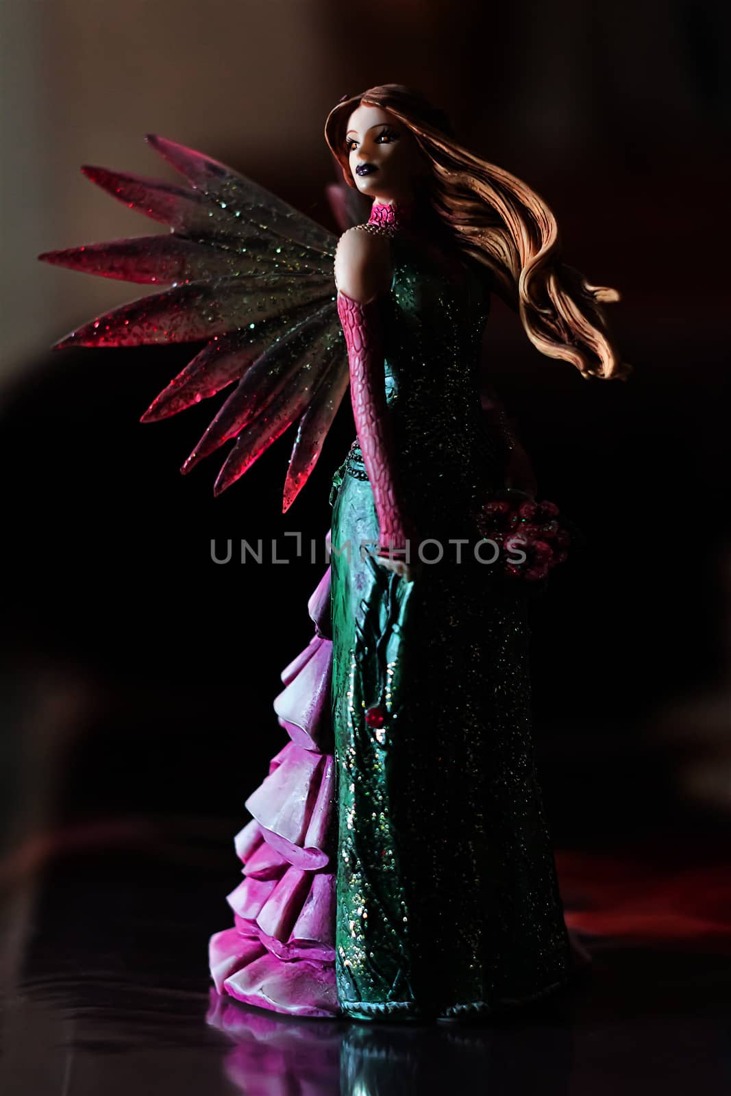 Toy fairy with wings and flowing hair