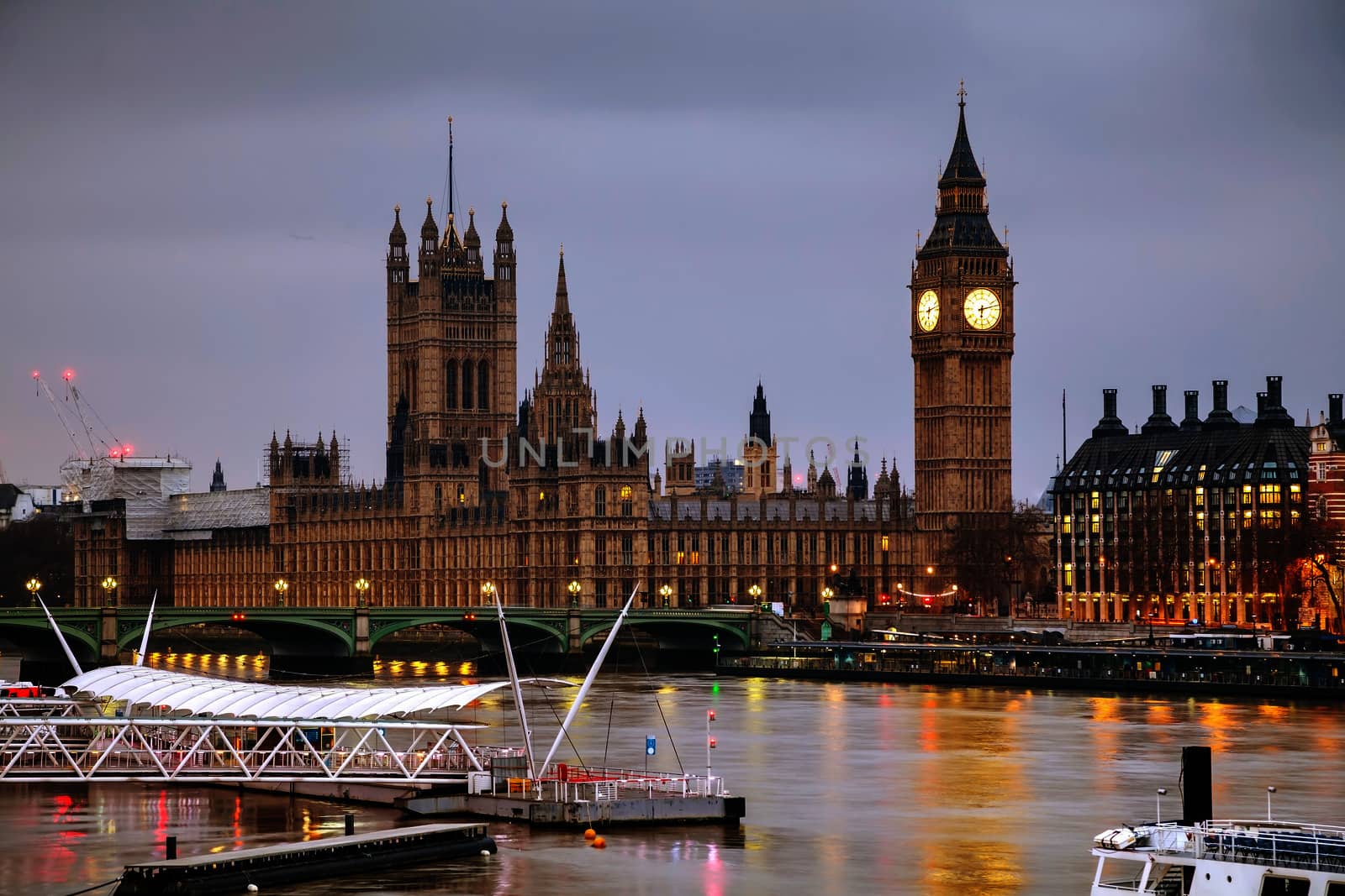 London with the Clock Tower and Houses of Parliament at sunset