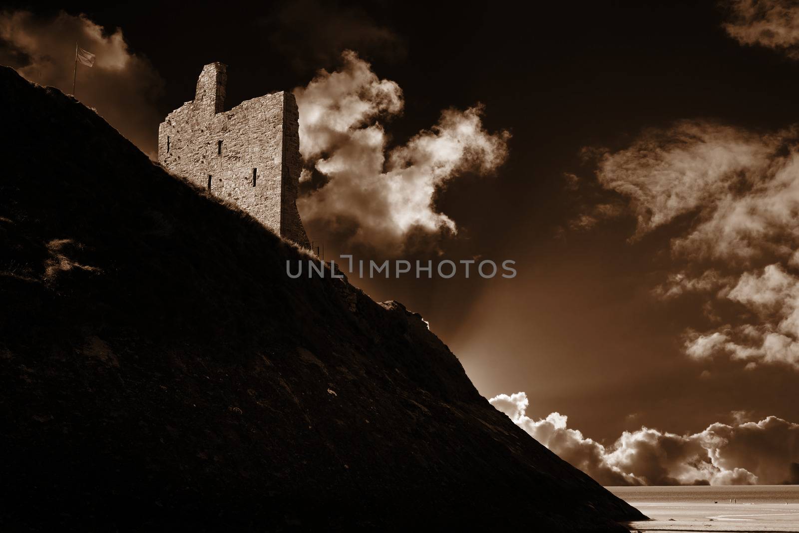 ballybunion castle and the cliff face by morrbyte