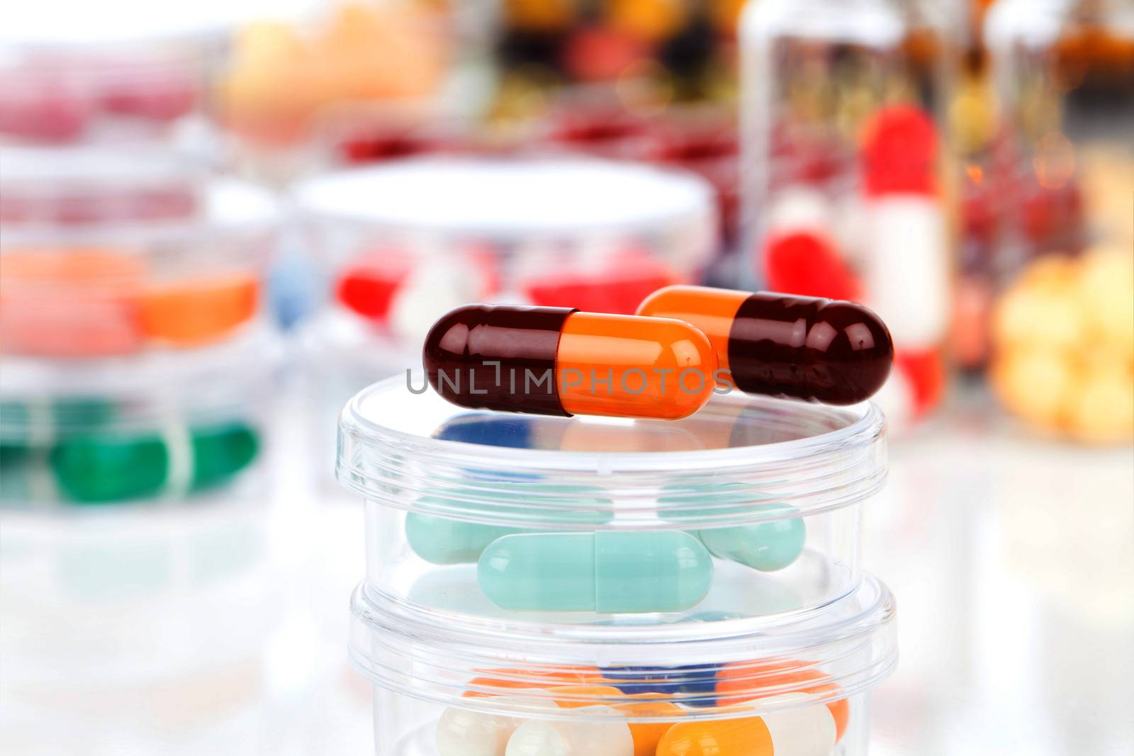 Colorful medical capsules