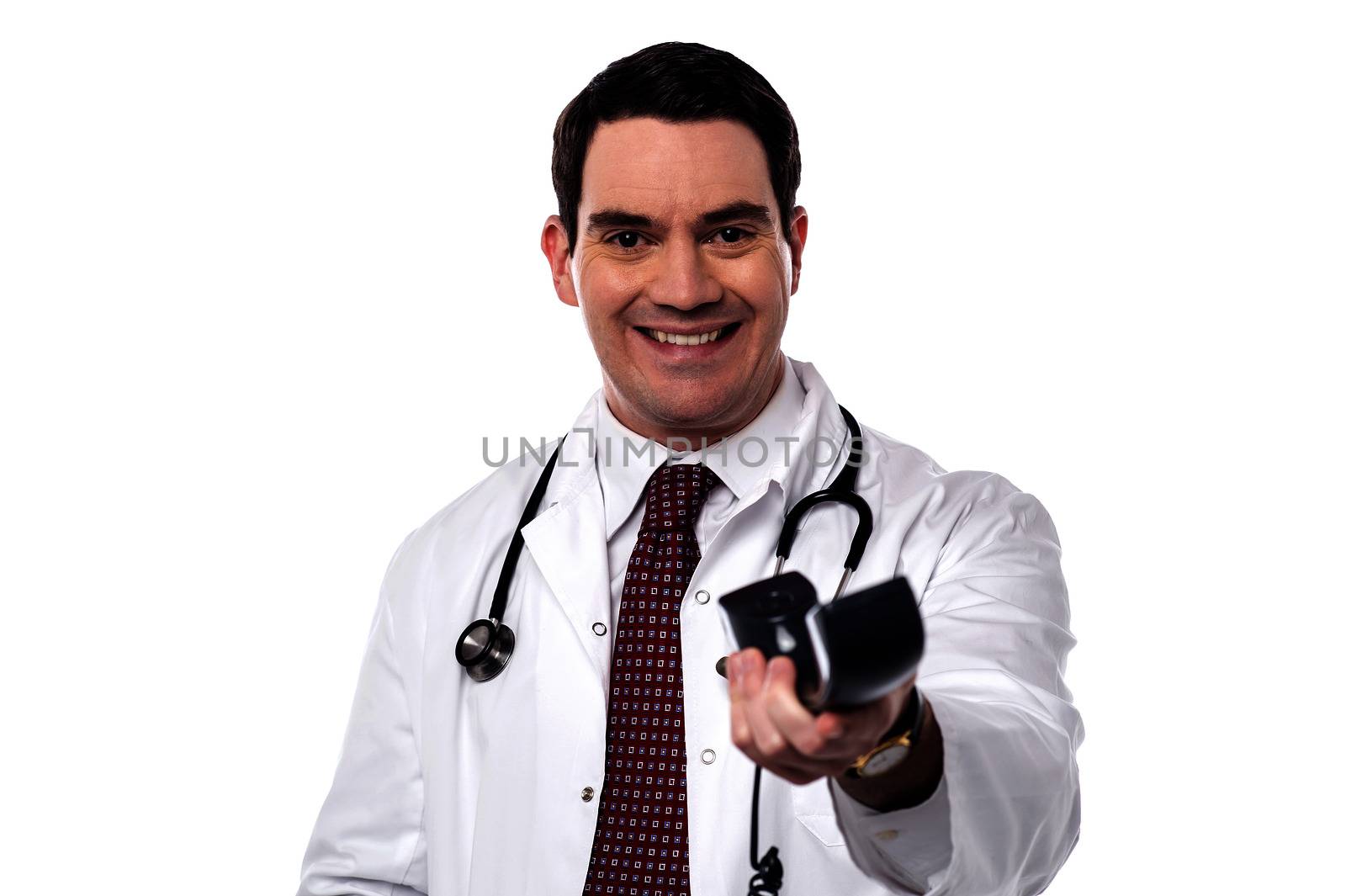 Happy male doctor giving you a phone receiver